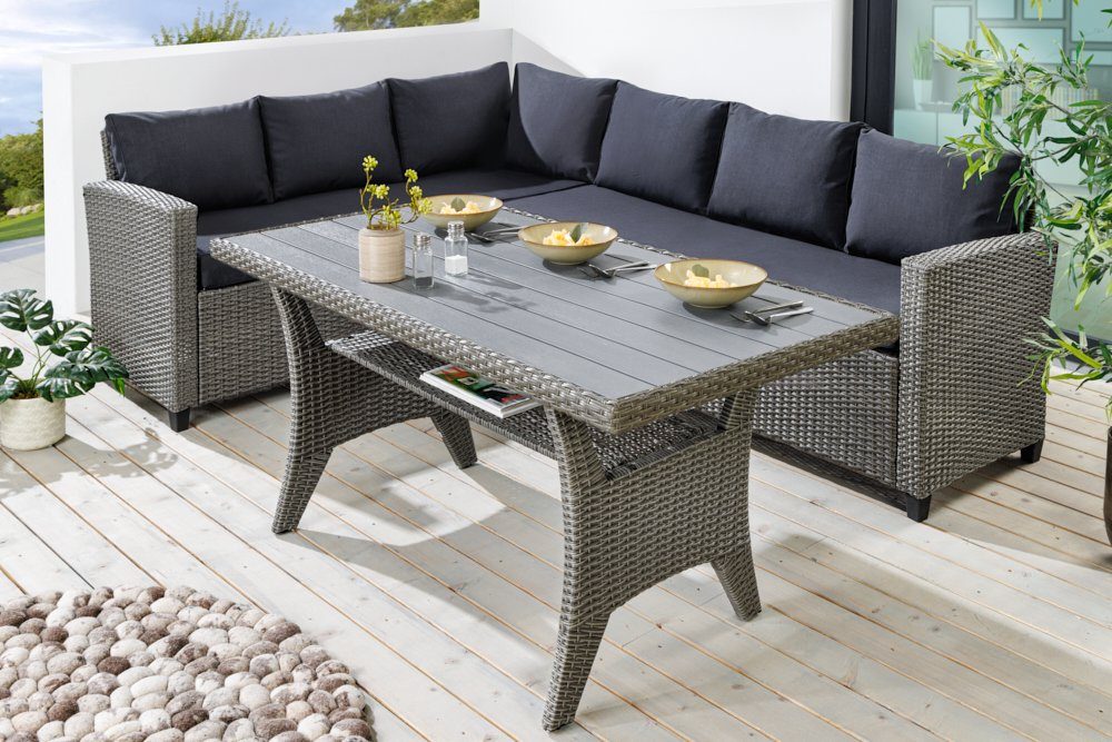 riessambiente Sitzgruppe MONACO 240cm anthrazit / grau, (Set, 1tlg