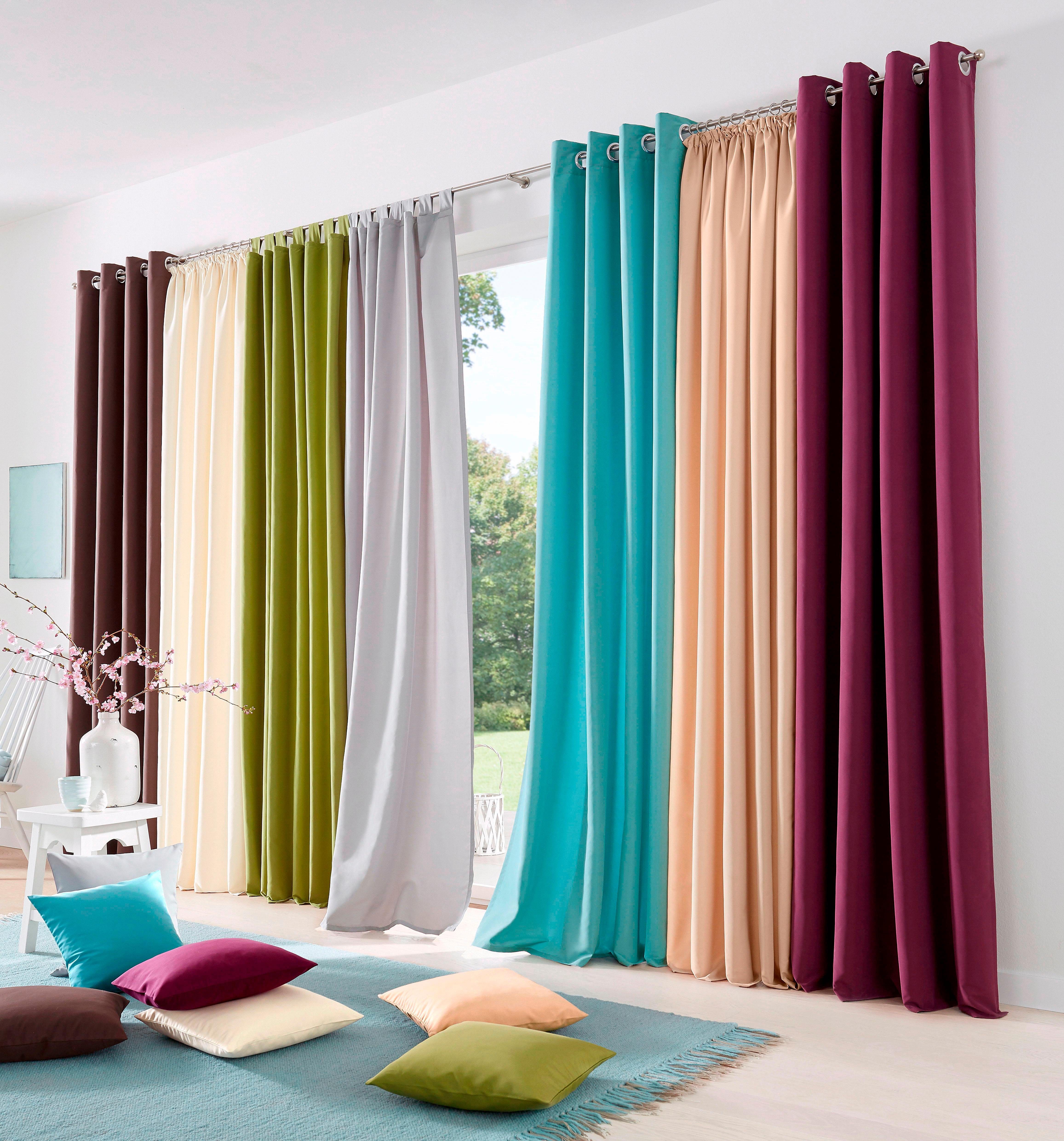 OTTO home Vorhang Raja mit Ösen, 2er Pack, blickdicht, Topseller! (2 St), Ösen, blickdicht, Polyester, einfarbig, Einfache Montage, Pflegeleicht, Ösen, 2 er Pac – Bild 2 von 5