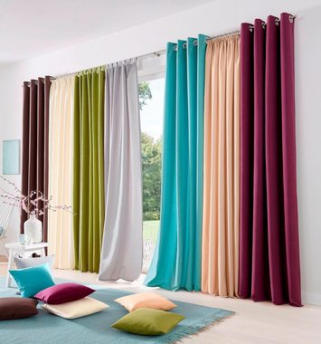 Vorhang Raja, my home, Ösen (2 St), blickdicht, Polyester, 2er-Set, blickdicht, glatt, einfarbig, verschiedene Größen