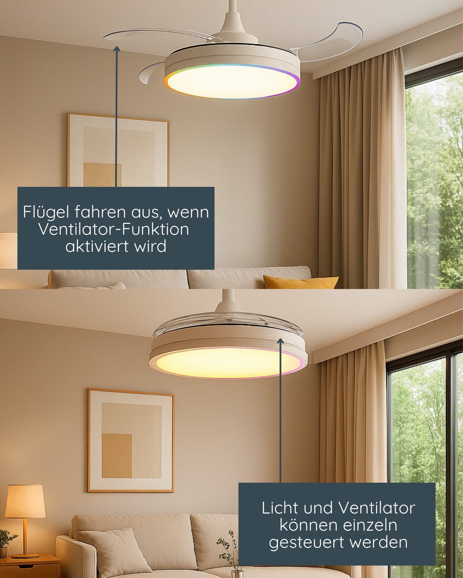 MeLiTec LED Deckenleuchte Deckenleuchte mit Ventilator, günstig online kaufen