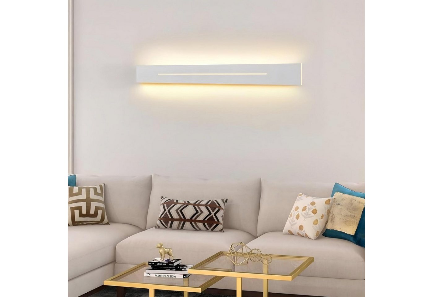 ZMH LED Wandleuchte Wandlampe innen weiß/schwarz 30cm 60cm 100cm, LED fest integriert, warmweiß