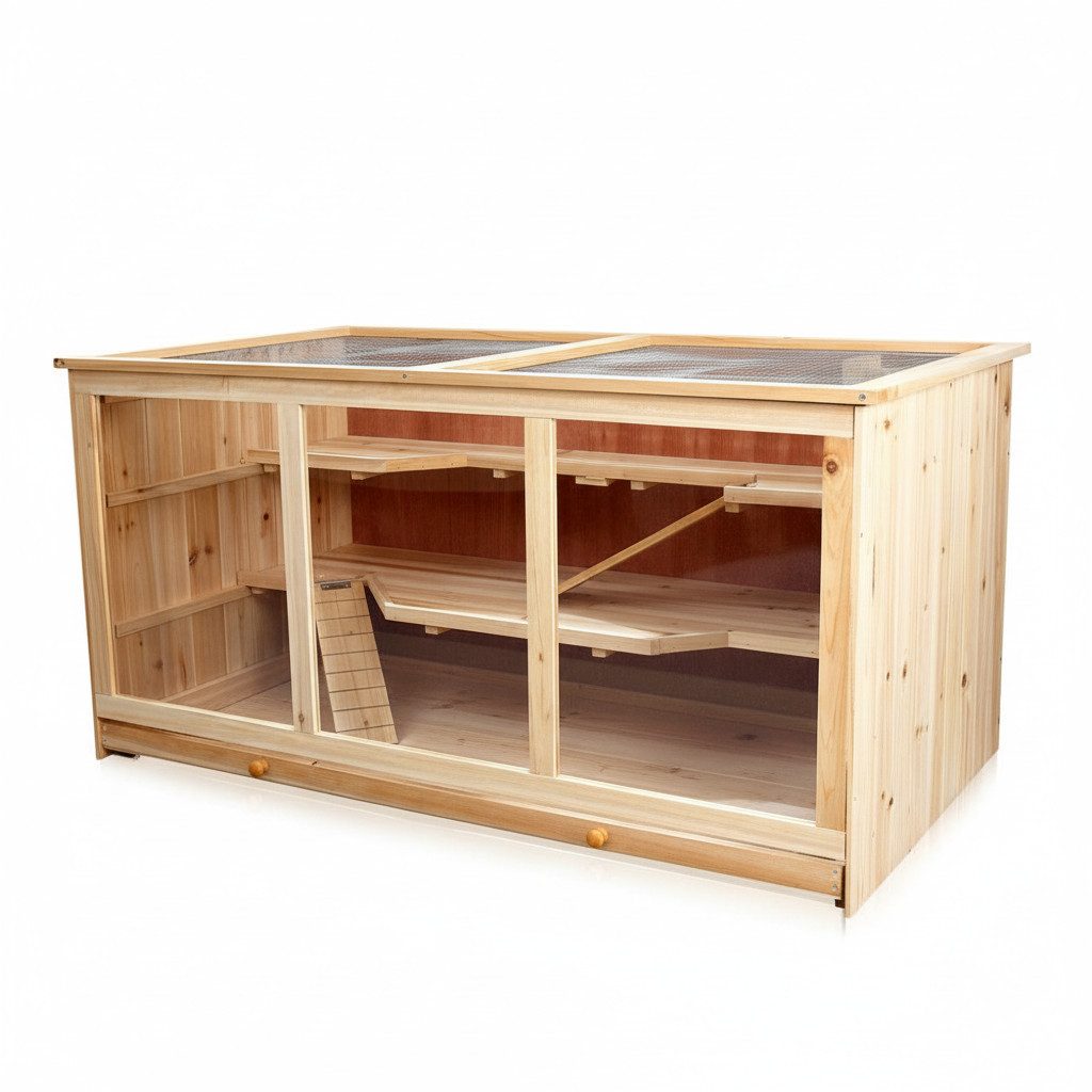 Melko Kleintierkäfig Nagerkäfig mit 3 Ebenen für Hamster und Mäuse Mäusekäfig Rattenkäfig, Aufklappbarer Deckel, Großzügige Innenfläche von ca. 114 x 60 cm