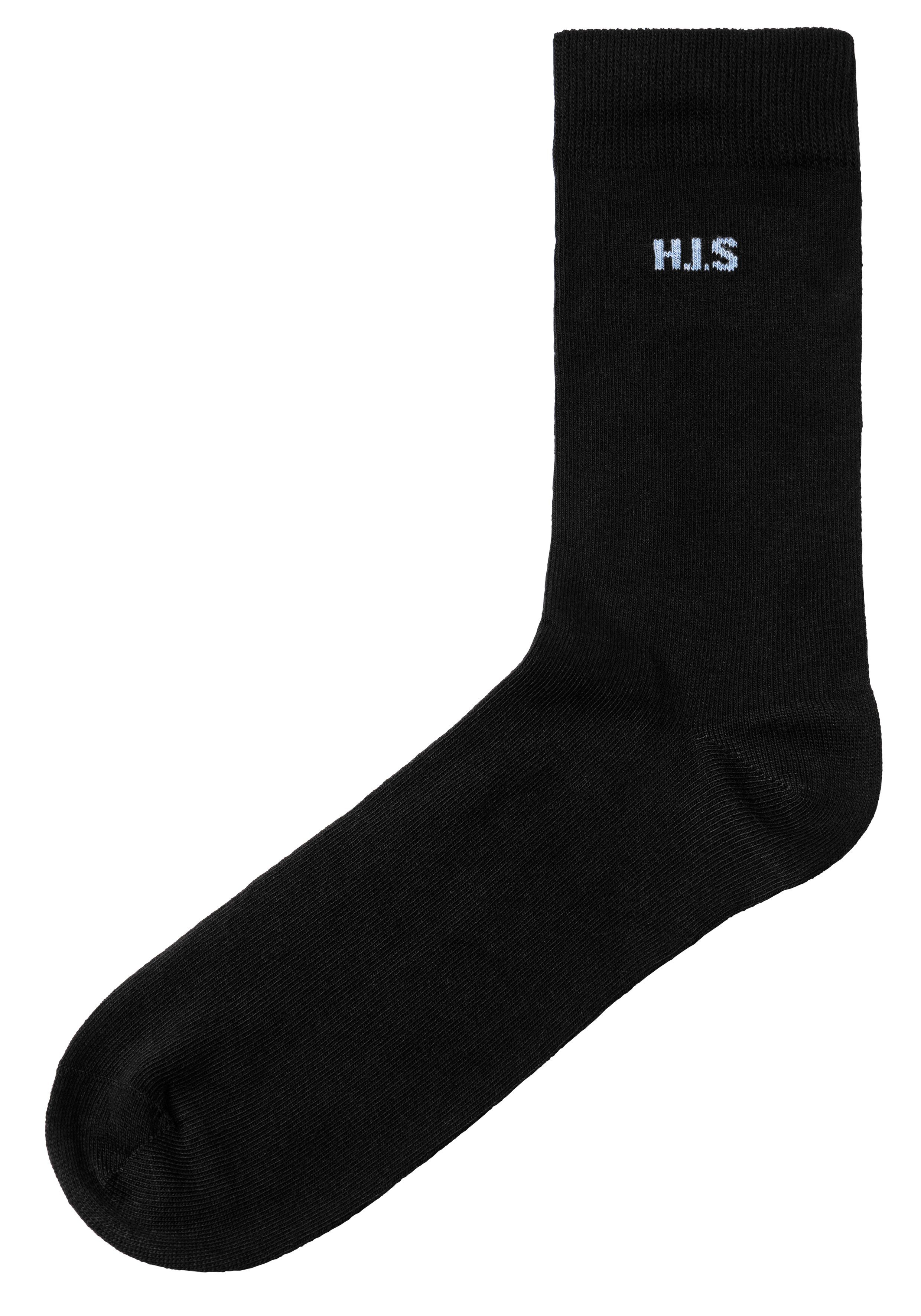 H.I.S Socken farbigem schwarz Innenbund (10-Paar) 10x mit