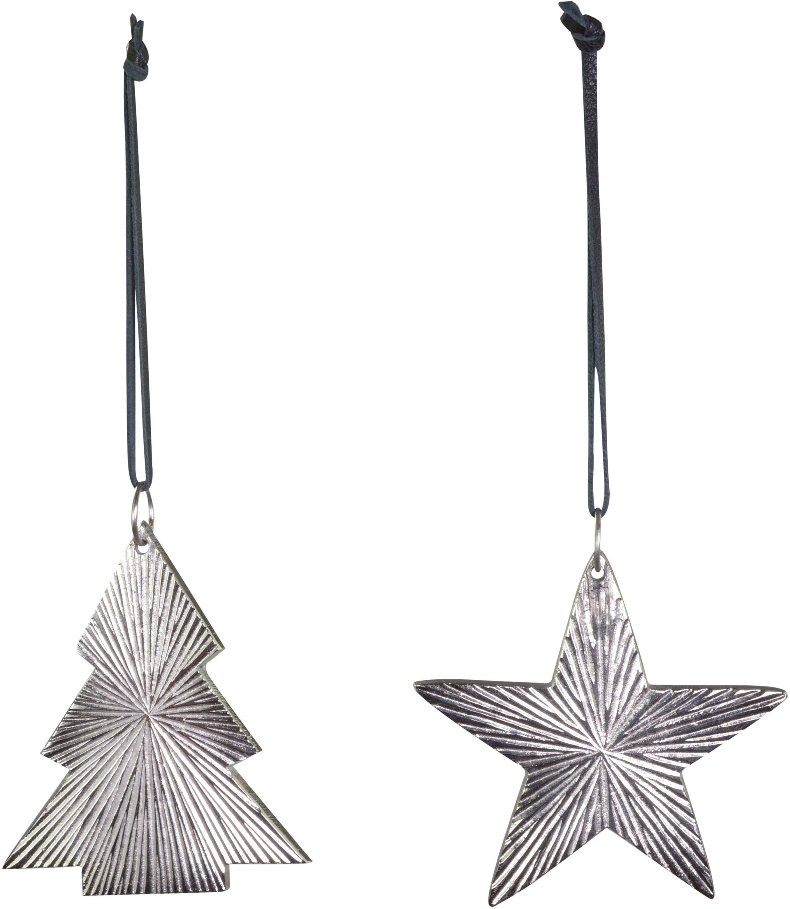 andas Baumbehang Talvi, Weihnachtsdeko, Christbaumschmuck (Set, 6 St), aus Aluminium, Höhe ca. 8,5 cm + 9 cm