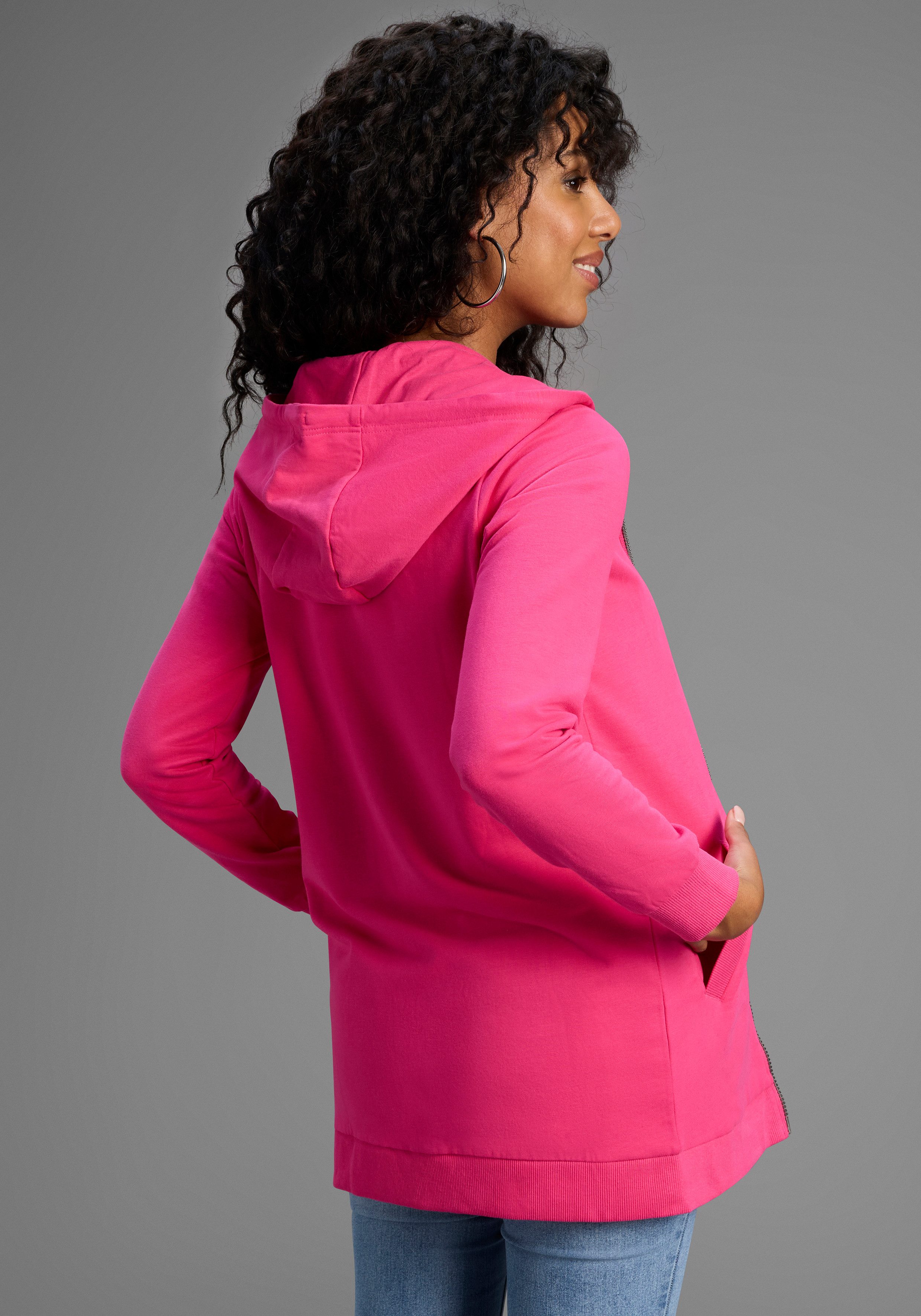 Flashlights Sweatjacke in langer Form mit günstig online kaufen