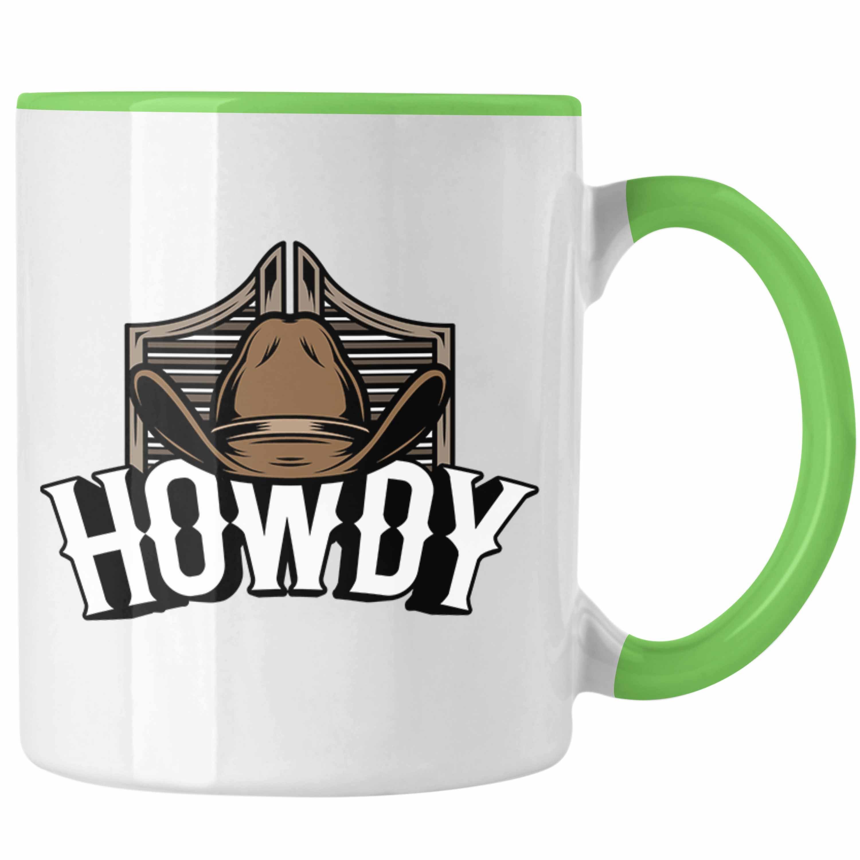 Trendation Tasse Lustige Tasse für Line Dance Fans Howdy Cowboy Geschenkidee Grün