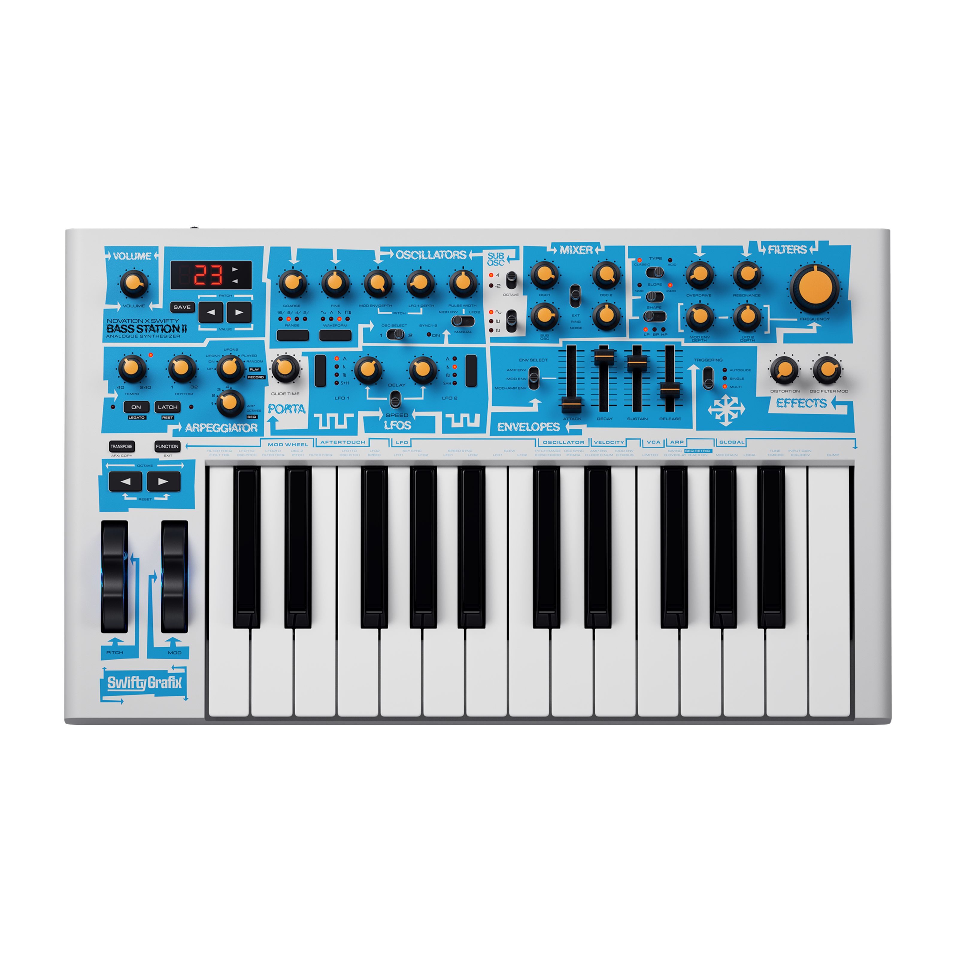 Novation Synthesizer (Synthesizer, Analog Synthesizer), Bass Station II Swifty Edition - Synthesizer