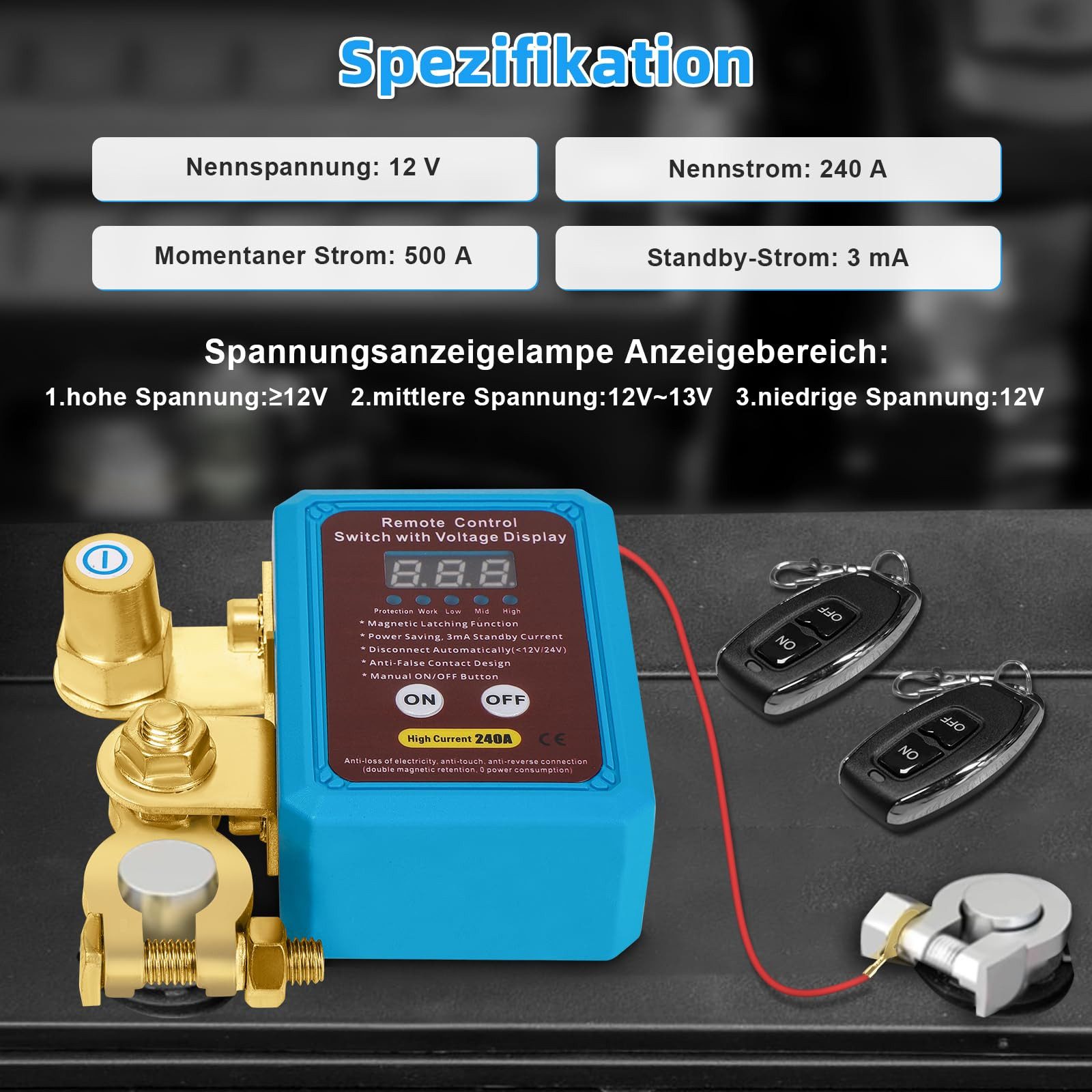 PRIISF 12V Doppelte Remote Automatisch Auto Batterie Trennschalter Schalter Autobatterie-Ladegerät (Stromschalter Isolator, Hauptschalter KFZ + 2*Fernbedienung, Batteriehauptschalter Batterie Boot Auto)