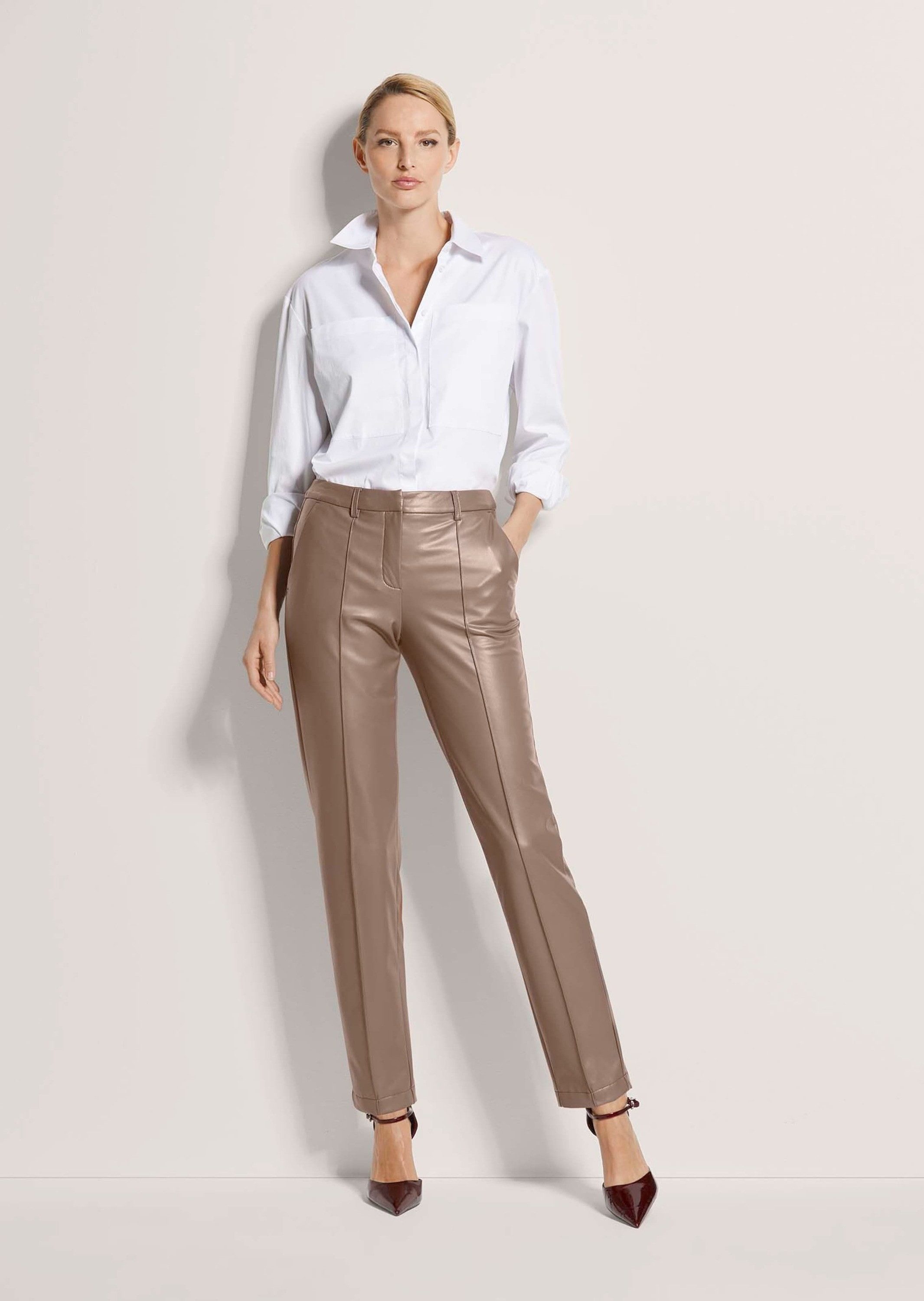 MADELEINE Stretch-Hose Kunstlederhose mit Biesen Luxus-Look-Hose mit Formbu günstig online kaufen