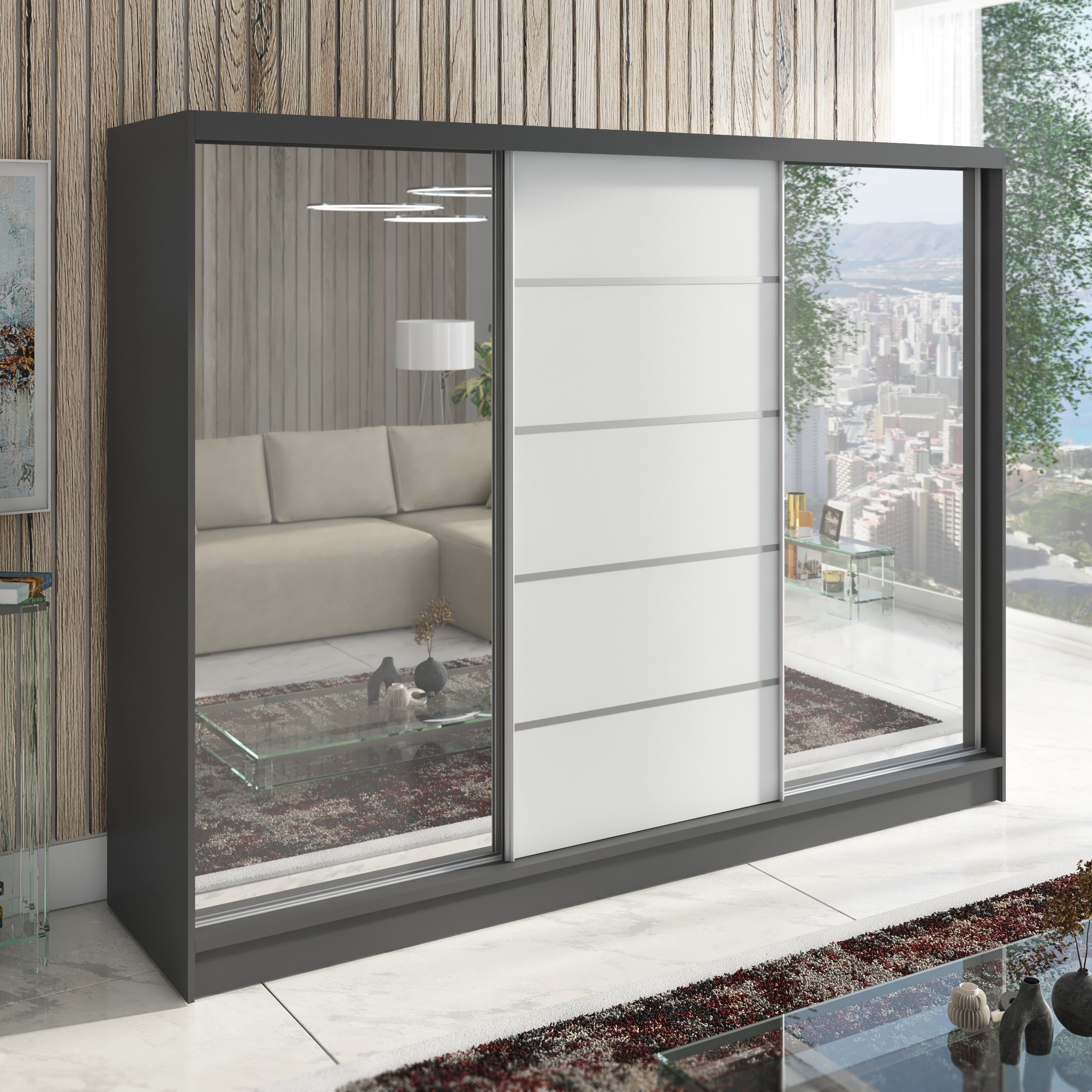 A&J MöbelLand GmbH Schiebetürenschrank TOP, 3-türig Schrank 200 cm mit Schu günstig online kaufen