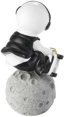 BRUBAKER Dekofigur Astronaut - Skateboarder auf dem Mond - 24 cm Weltraum Figur (Gold, Weiß und Schwarz, 1 St., Skater Deko), Handbemalte Skulptur mit Skateboard, verchromtem Helm und Kette Gold