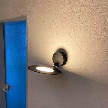 Licht-Trend Wandleuchte Disk dreh- & schwenkbare dimmbare indirekte LED-Wandleuchte 960lm Schwarz, Warmweiß