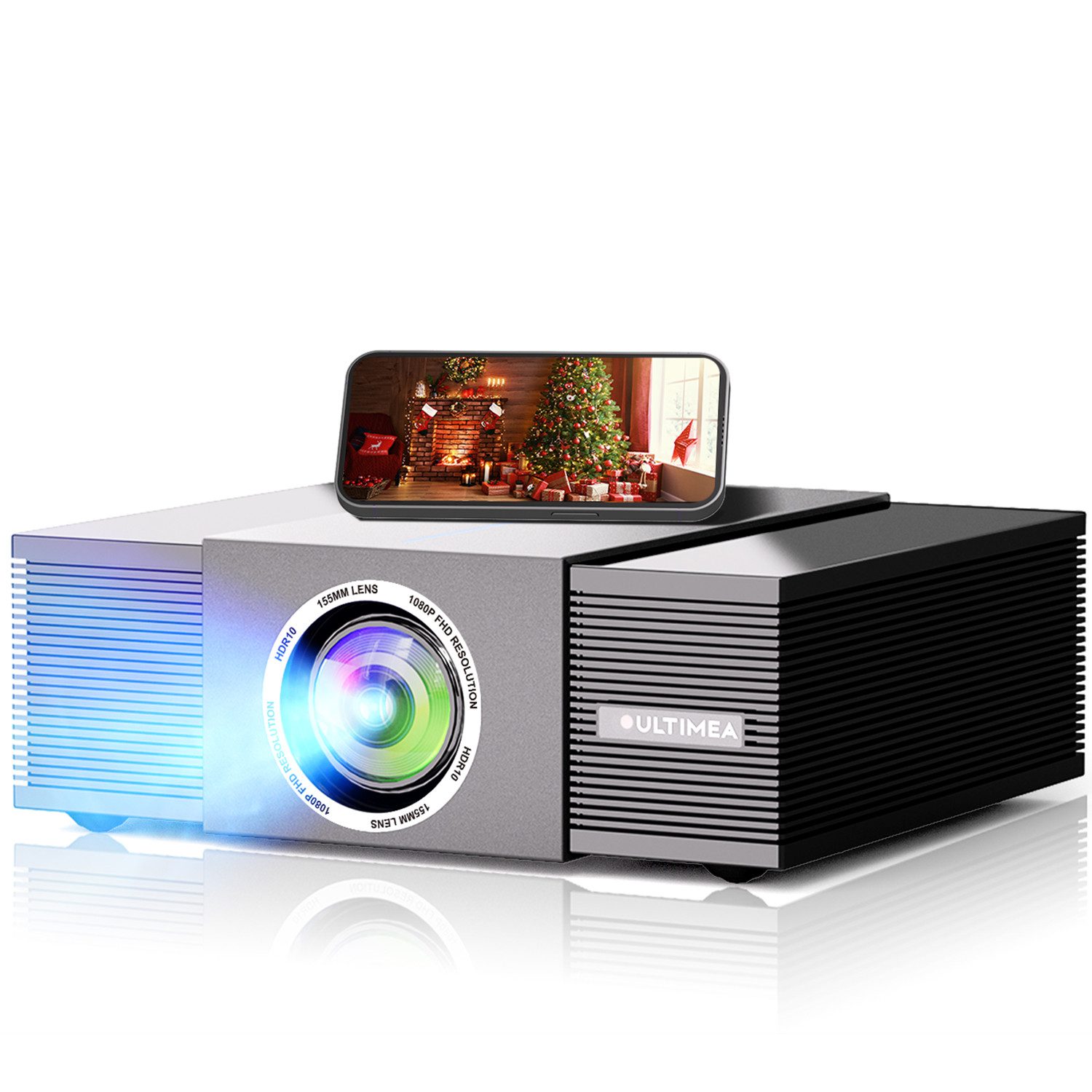 Ultimea Apollo P60 Native 1080P Projektor WiFi Bluetooth LED-Beamer (27000 lm, 1500:1, 1920 x 1080 px,Hindernisvermeidung,Bildschirmausrichtung,6D Trapezkorrektur)