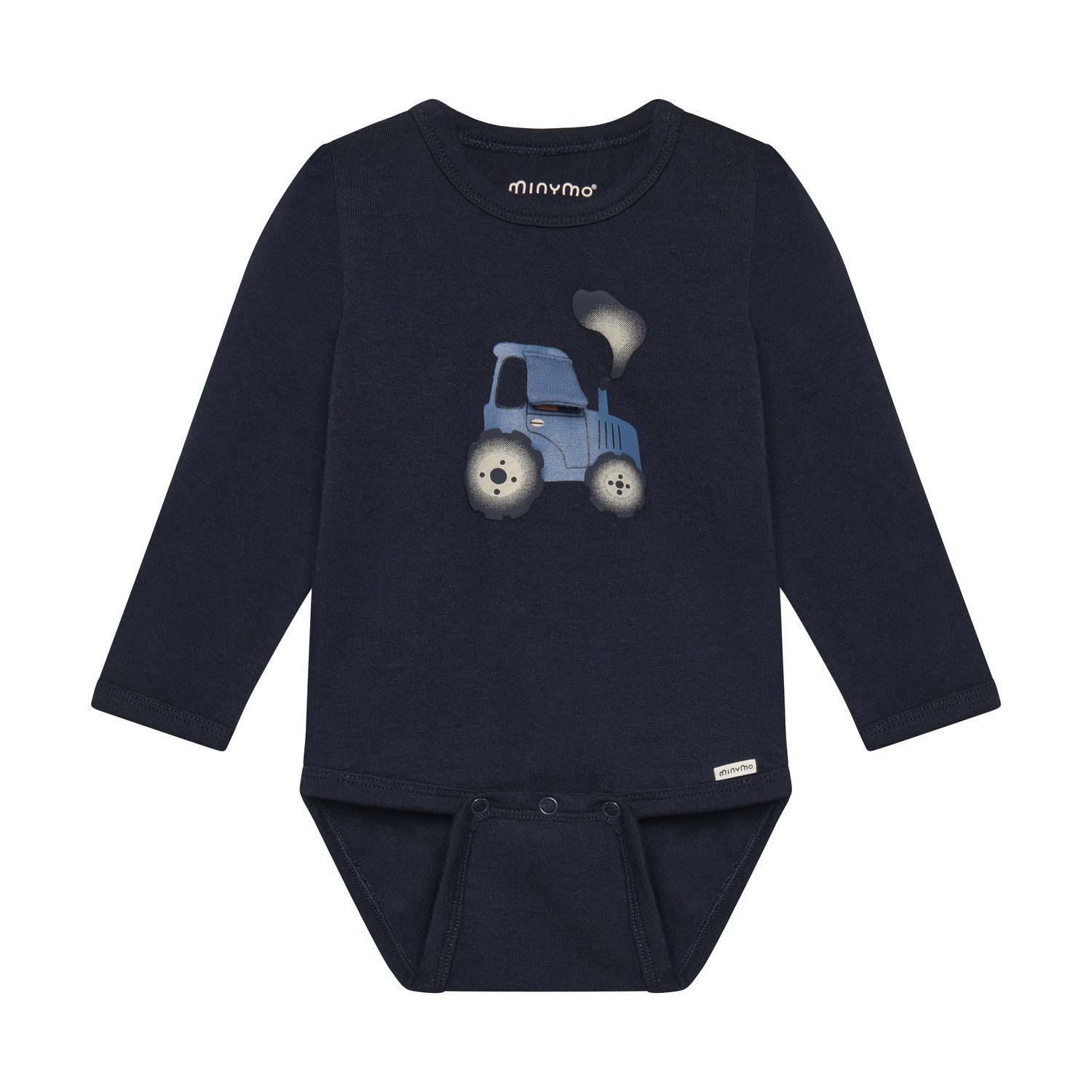 Minymo Body Baby Body Jungen Langarm Traktor Dunkelblau aus Baumwolle