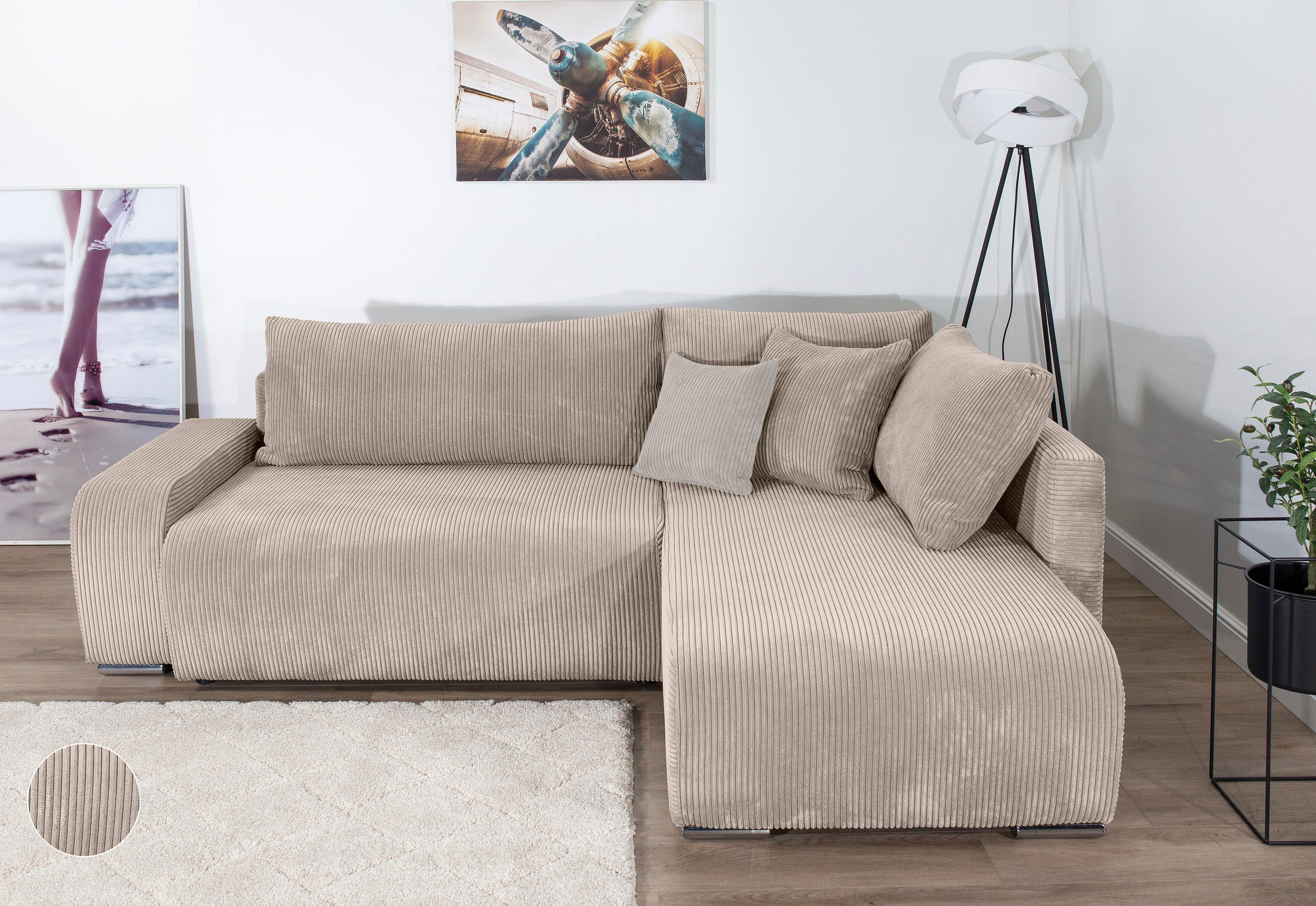 COLLECTION AB Ecksofa Poppy, L-Form, Breite 227 cm mit Schlaffunktion, inkl günstig online kaufen