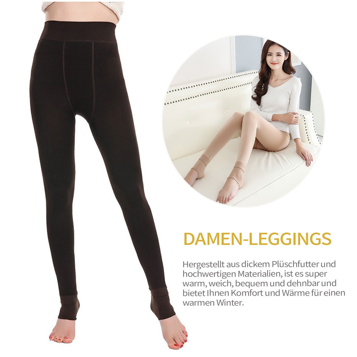 Refttenw Thermoleggings Damen Leggings mit Steigbügel, günstig online kaufen
