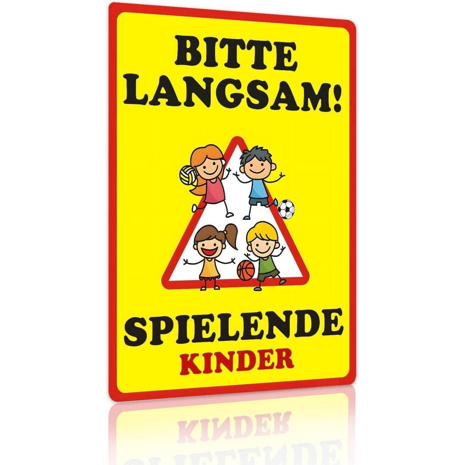 LuxusKollektion Warnschild Warnschild Kinderspielplatz Vorsicht BITTE LANGSAM SPIELENDE KINDER