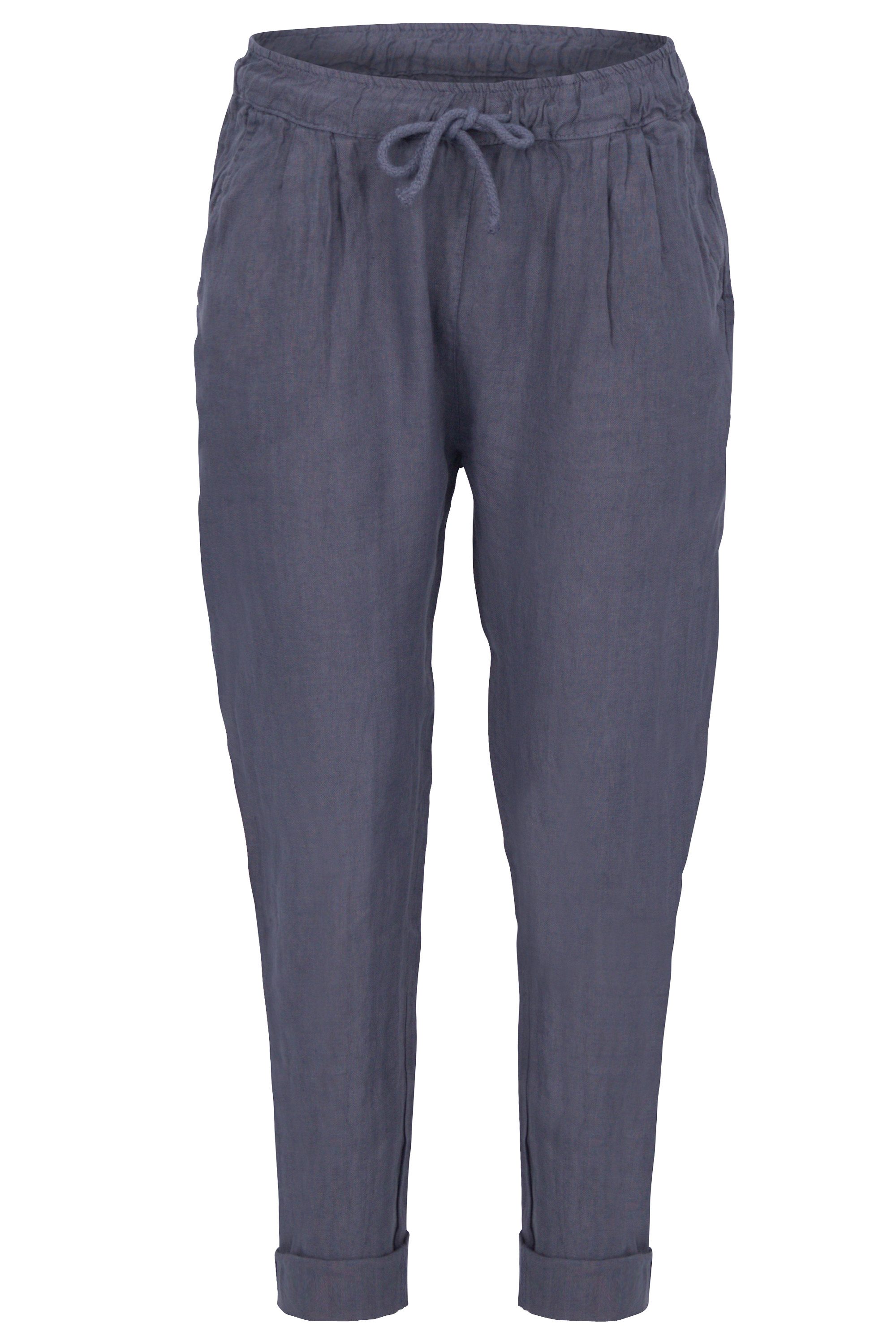 Leinenhose malito Damen Hose aus Leinen, Stoffhose in Unifarben, Freizeithose
