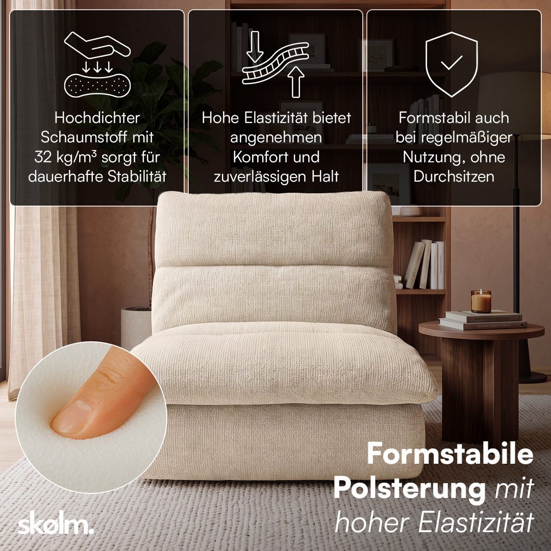 skølm Relaxsessel Sváfa aus Cord/Chenille, dick gepolsterter Vollschaumessel 11,5 cm (Chenille, Beige), vakuumiert – ohne Aufbau – Bild 3 von 5