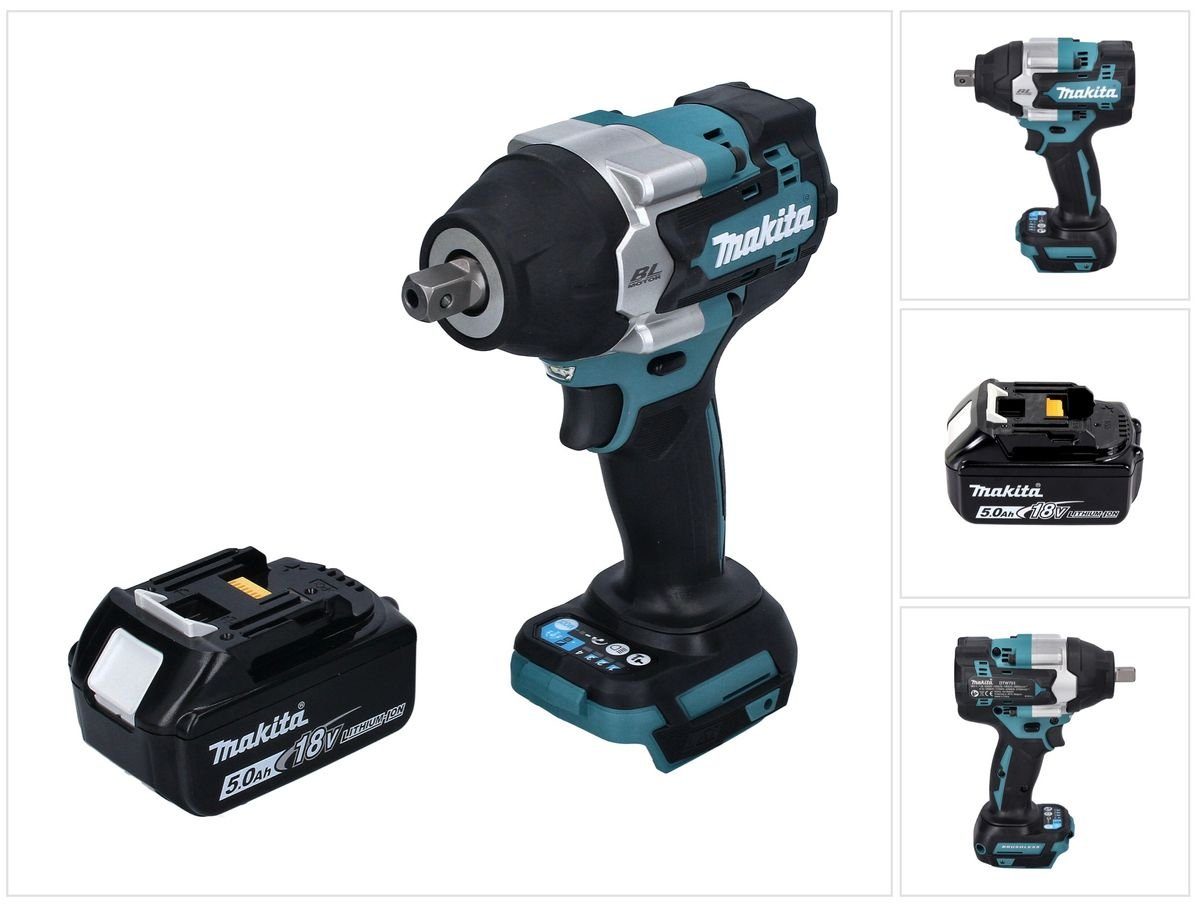 Makita Akku-Schlagschrauber DTW 701 T1 Akku Schlagschrauber 18 V 700 Nm 1/2" XPT Brushless + 1x A