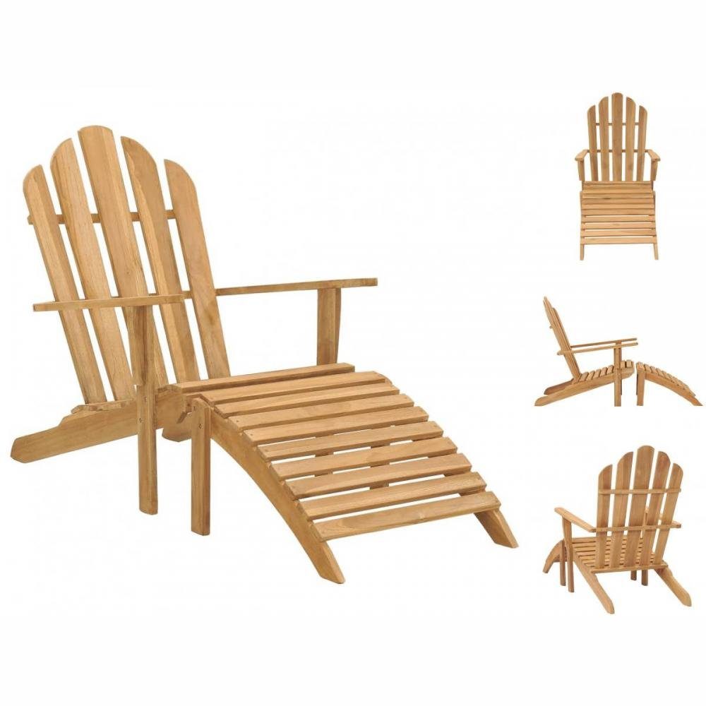 vidaXL Gartenstuhl Adirondack-Stuhl mit Fußstütze Massivholz Teak Holz