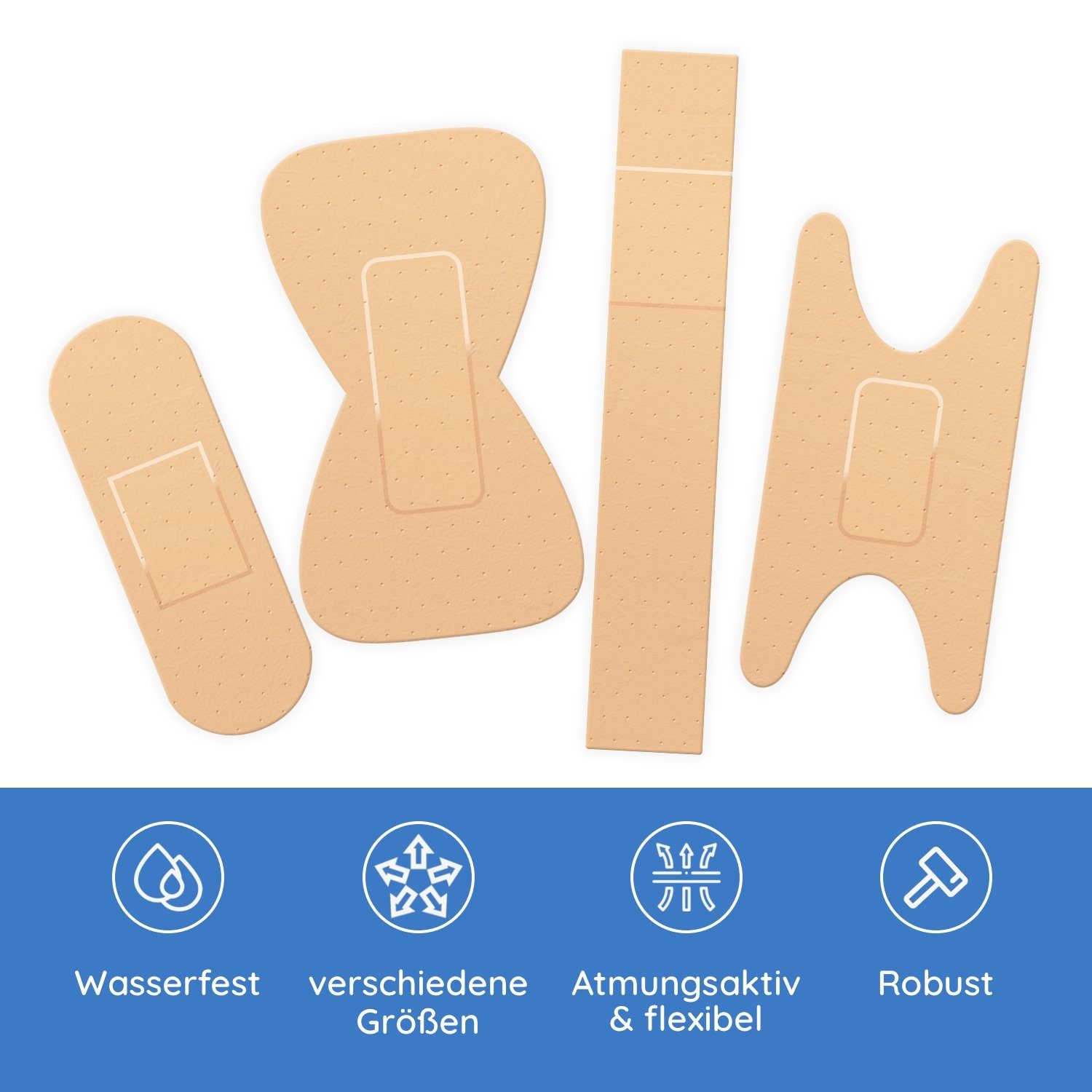 FLEXEO Wundpflaster Pflaster Mix (50 St), Pflastersortiment wasserfest beige, 50 Stk