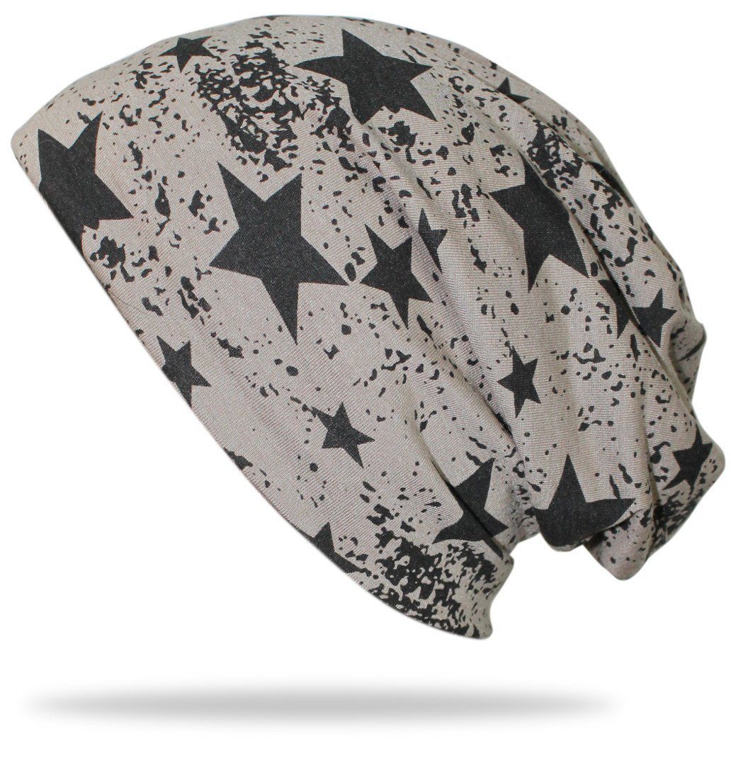 Beanie Unisex Beanie Mütze mit Stern Muster in Destroyed Look