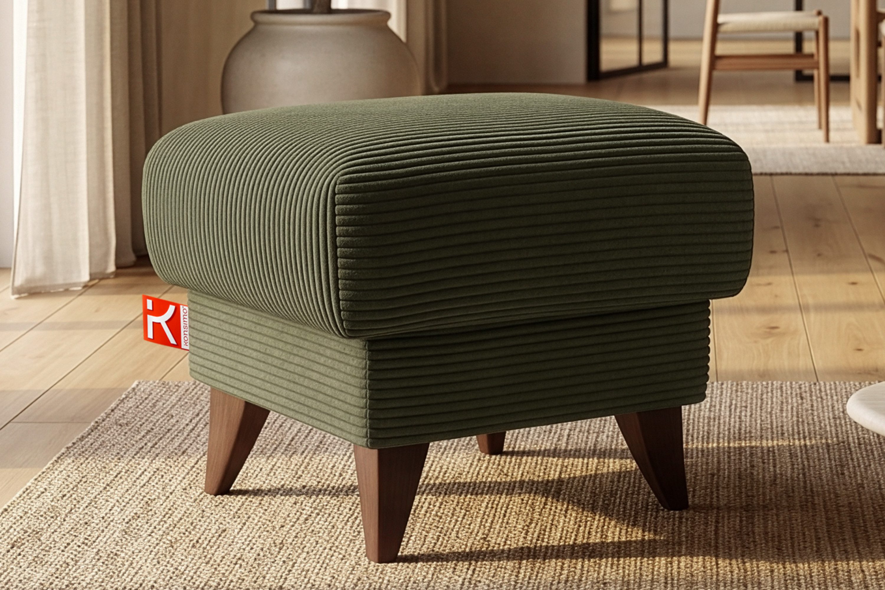 KONSIMO® Fußhocker Sitzhocker mit Stauraum GUSTAVO, hergestellt in der EU, handgefertigt, eleganten Nähten, Polsterhocker, Elegant