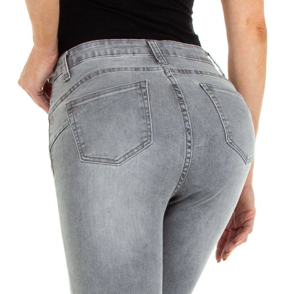 Grau Freizeit Damen in Ital-Design Skinny-fit-Jeans Stretch Jeans Skinny