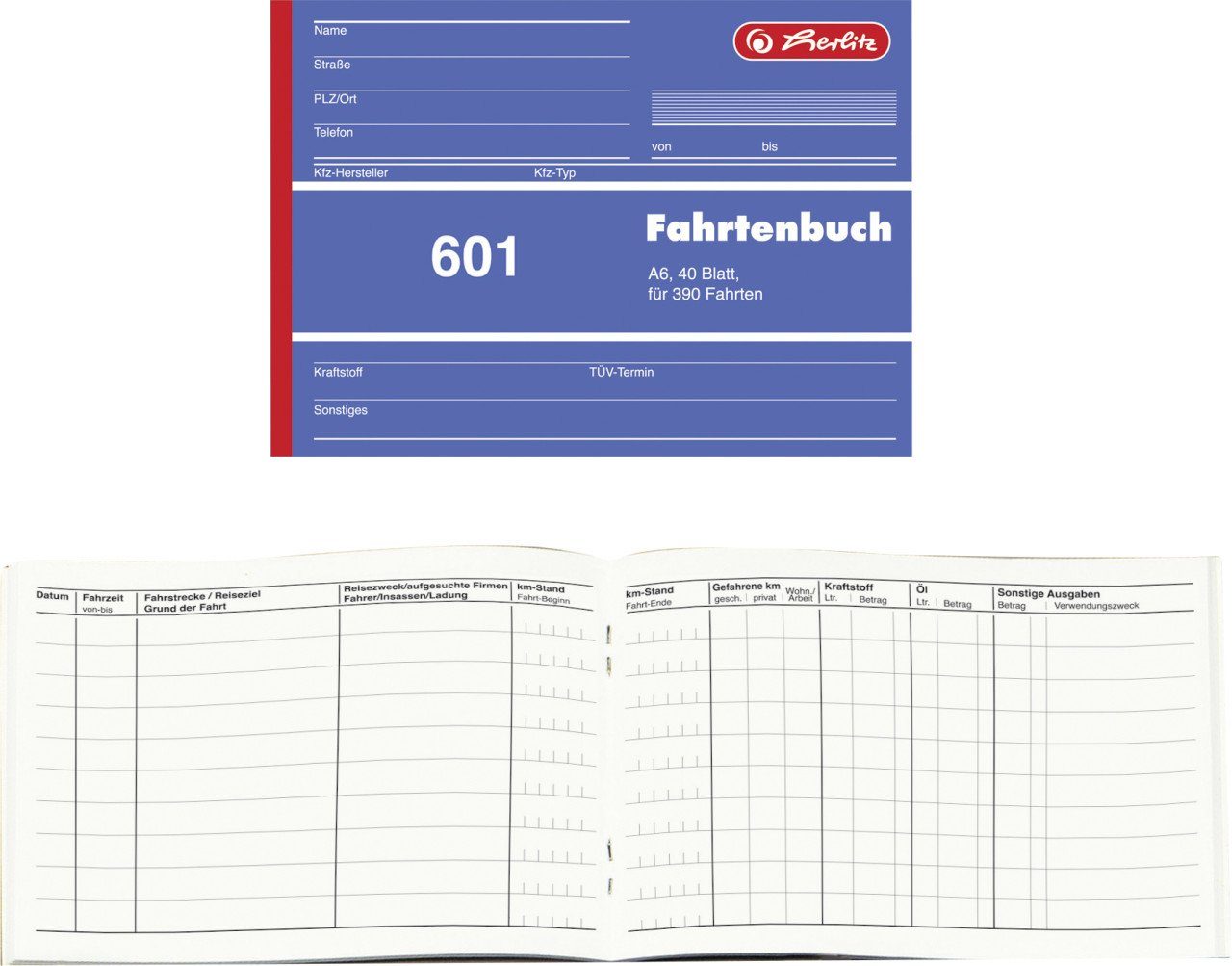 Herlitz Collegeblock herlitz Fahrtenbuch A6 601 40 Blatt