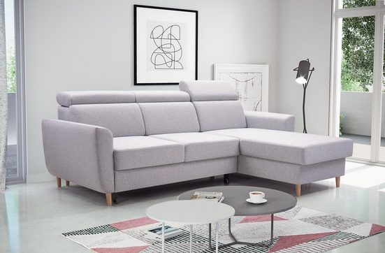 Mars Möbel Ecksofa »Modern Ecksofa GUSTAW Sofa Couch mit Schlaffunktion universelle Ottomane Polstersofa«