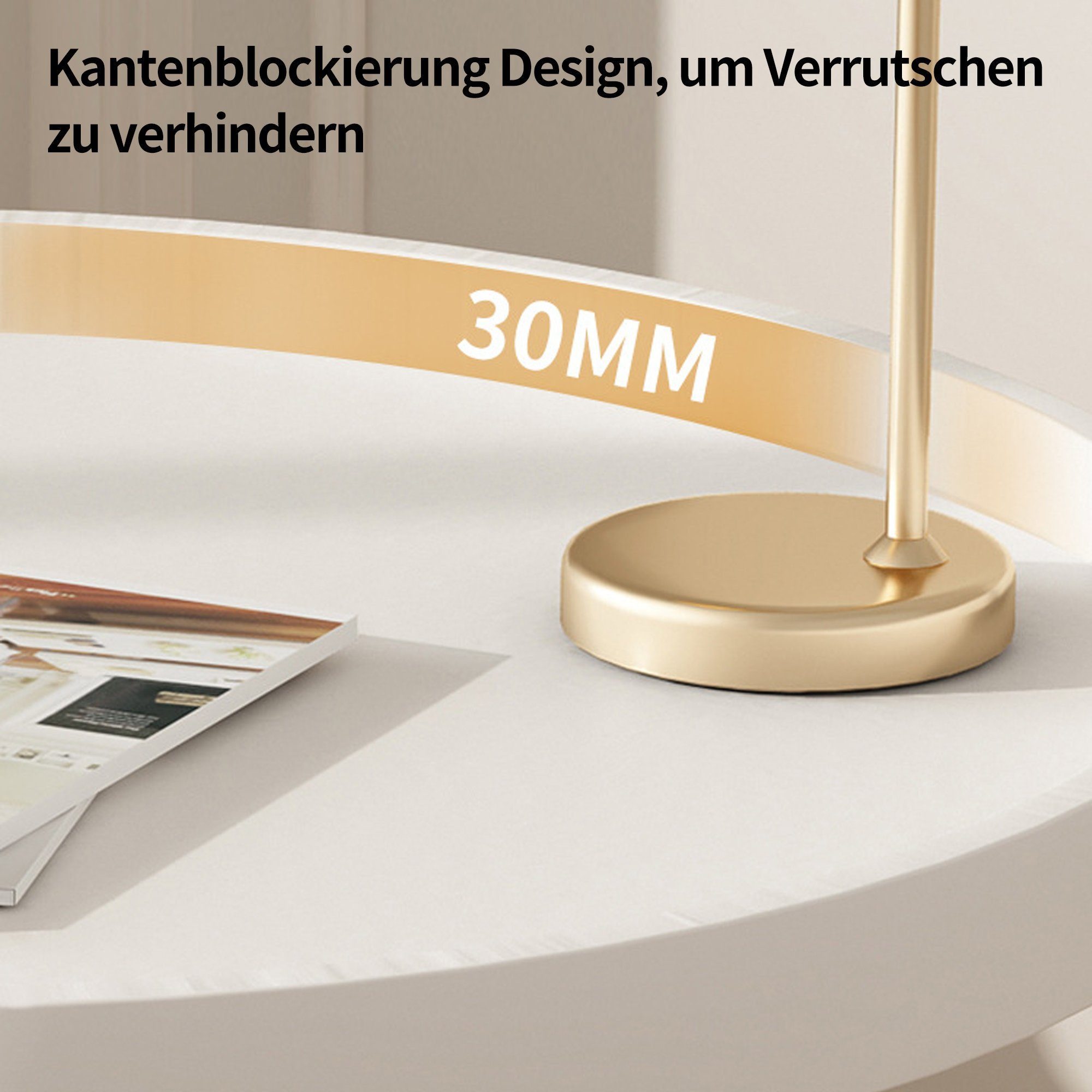 SEHAUSEU Beistelltisch Couchtisch Nachttisch weiß mit 2 Ablagen rund modern – Bild 4 von 5