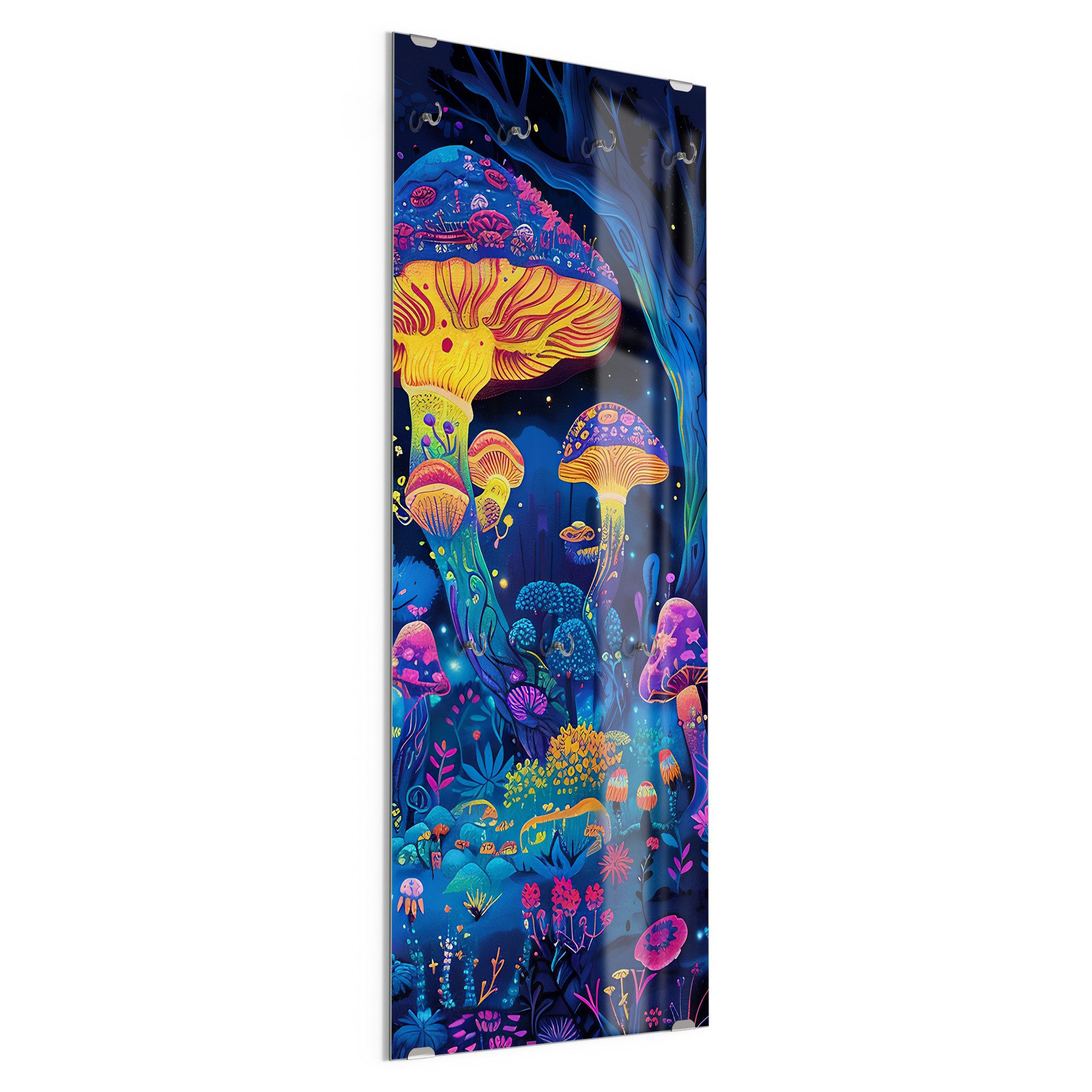 DEQORI Kleiderhaken 'Magische Pilzwelten', Glas Garderobe hängend Flur Jackenhalter modern Wandgarderobe Haken