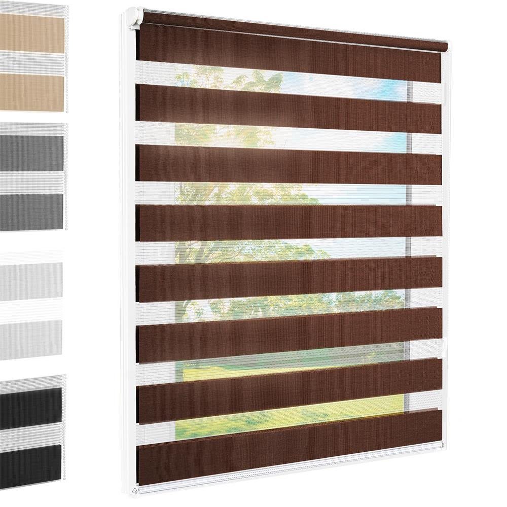 Doppelrollo Doppelrollo Klemmfix braun 55x140 cm, Foxx