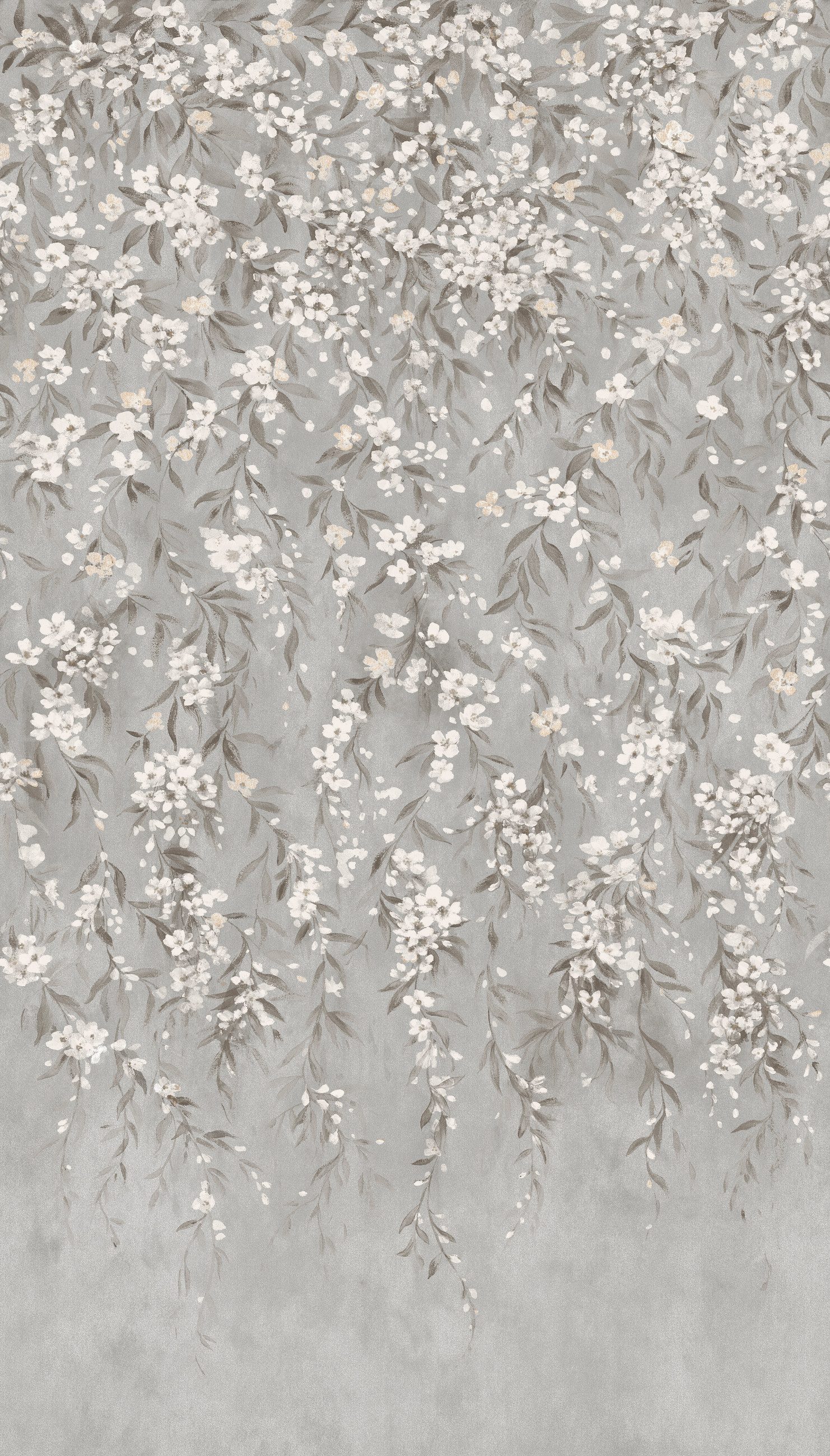 Rasch Fototapete Blumen mit Blumenranken in Grau - 2,80m x 1,59m - Noble Zen, strukturiert, floral, natürlich, botanisch, geblümt, (1 St), Blumentapete