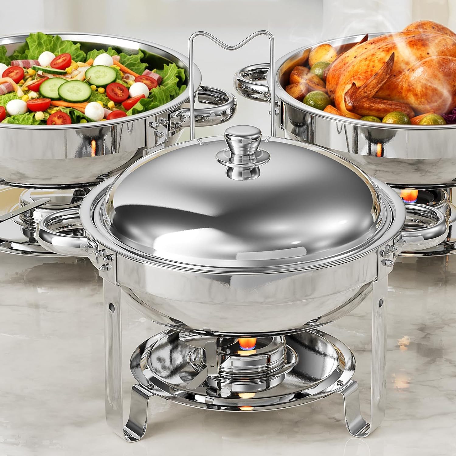 TLGREEN Speisenwärmer Edelstahl 5 Liter – Suppenwärmer & Warmhaltebehälter, (Rostfrei, Mit Deckelhalter & Rutschfestem Griff, 1-tlg), für Catering, Buffet, Camping, Weihnachtsfeier