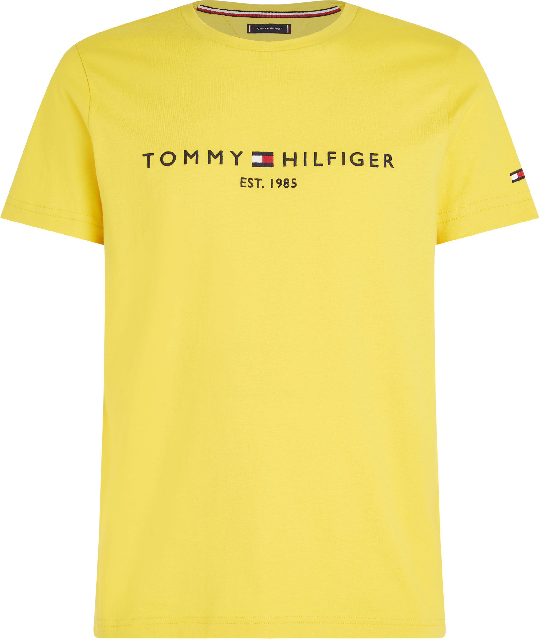 Tommy Hilfiger Yellow T-Shirt LOGO Eureka nachhaltiger TEE reiner, TOMMY Baumwolle aus