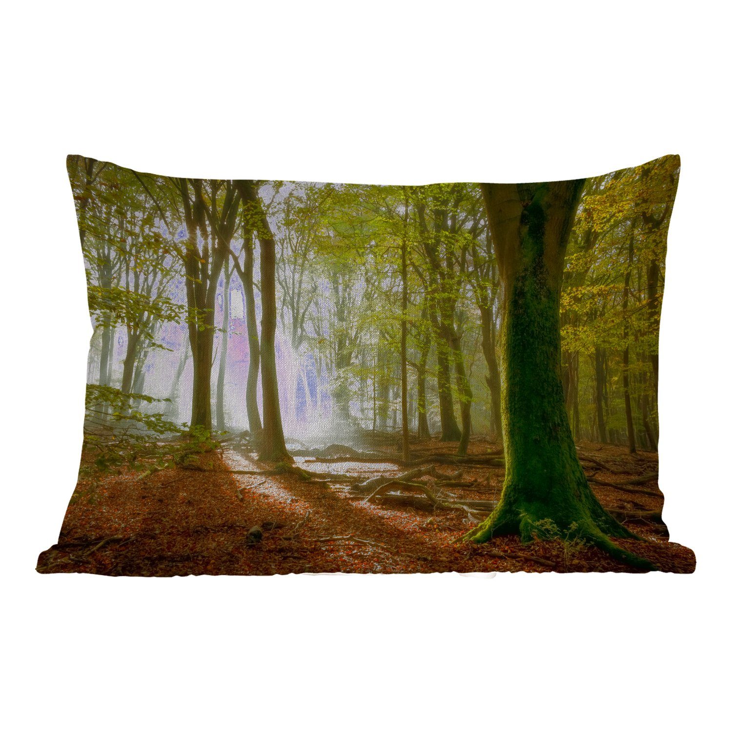 - Landschaft, - Kissenhülle Sonne Dekokissen Dekokissenbezug, Polyester, Jahreszeiten MuchoWow Wald Outdoor-Dekorationskissen, -