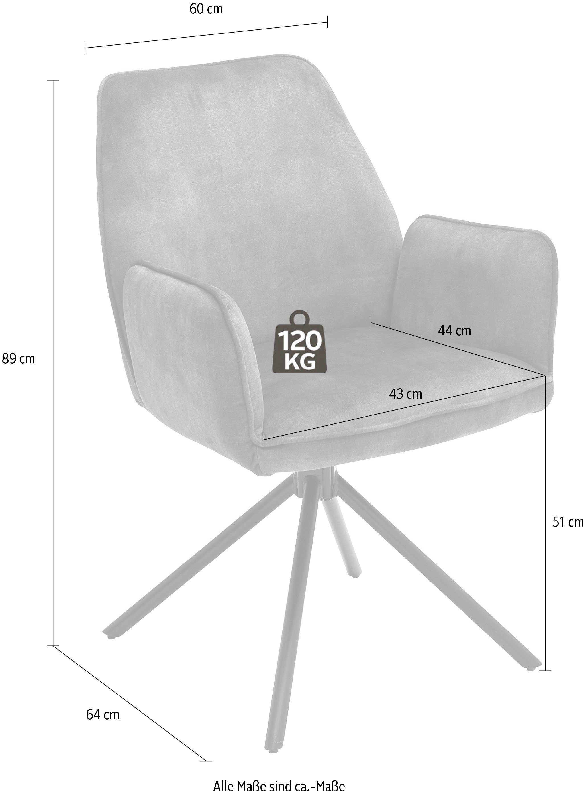 MCA furniture Esszimmerstuhl Kg belastbar Rostbraun 120 Rostbraun 2 St), Stuhl Vintage bis | mit Ottawa Keder, Armlehne Veloursoptik (Set, mit