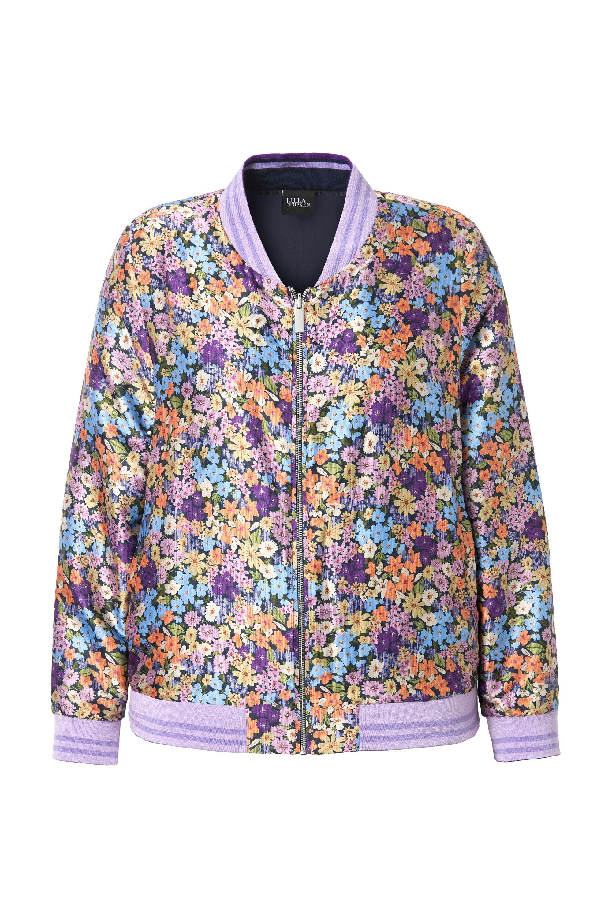 Ulla Popken Kurzjacke Wendeblouson uni/Blüten Collegekragen günstig online kaufen