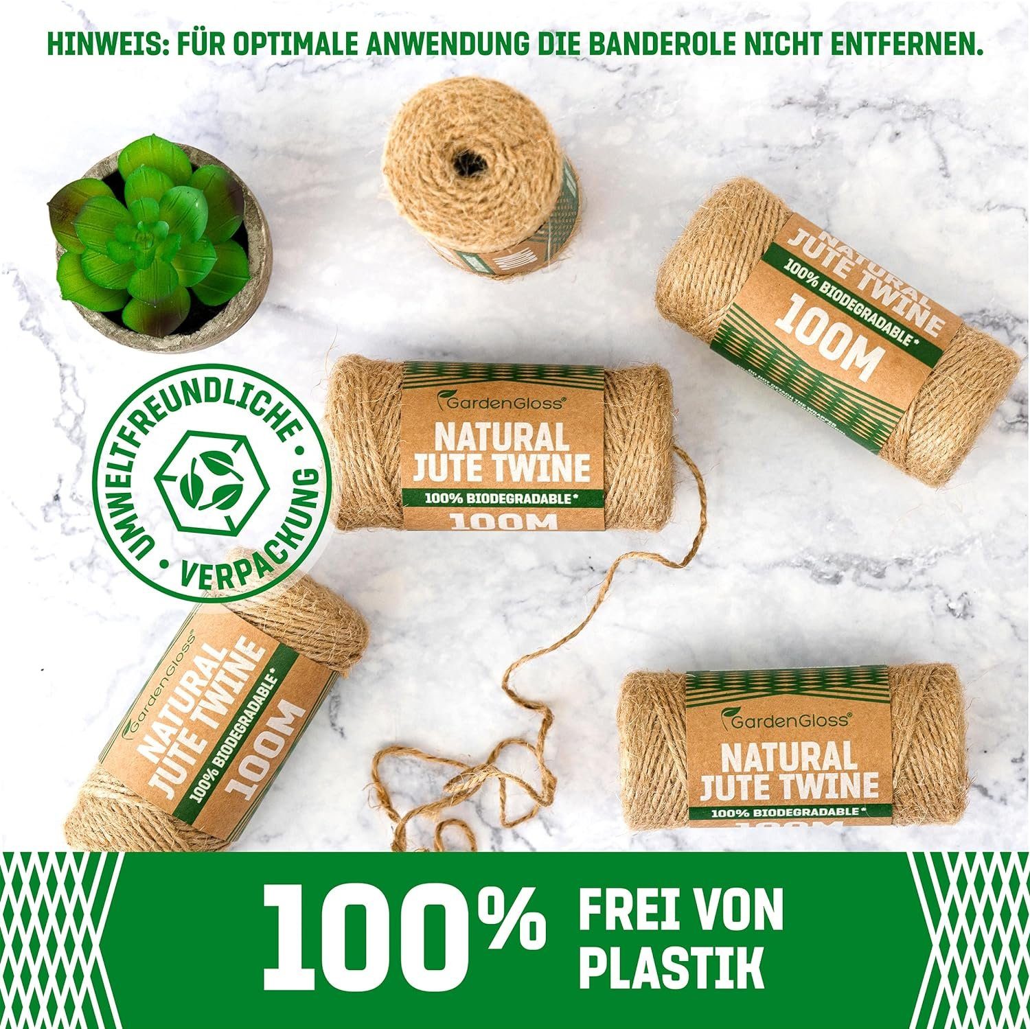 GardenGloss Juteschnur: 100% Biologisch Abbaubar, Für Garten, DIY, Geschenke Zwirn – Bild 4 von 5