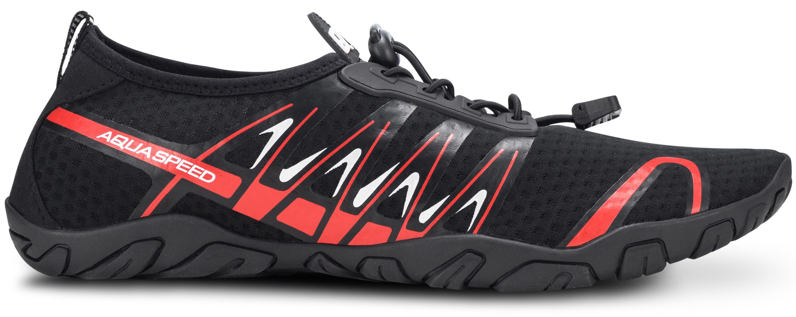 Aqua Speed Gekko Wasserschuhe Gr. 45 – Schwarz/Rot mit Handtuch-Set Wasserschuh (Ideal für SUP, Strand & Therme – bequem & schnelltrocknend) Ideal für Pool, Steg & Sauna – schnell trocken & trittsicher