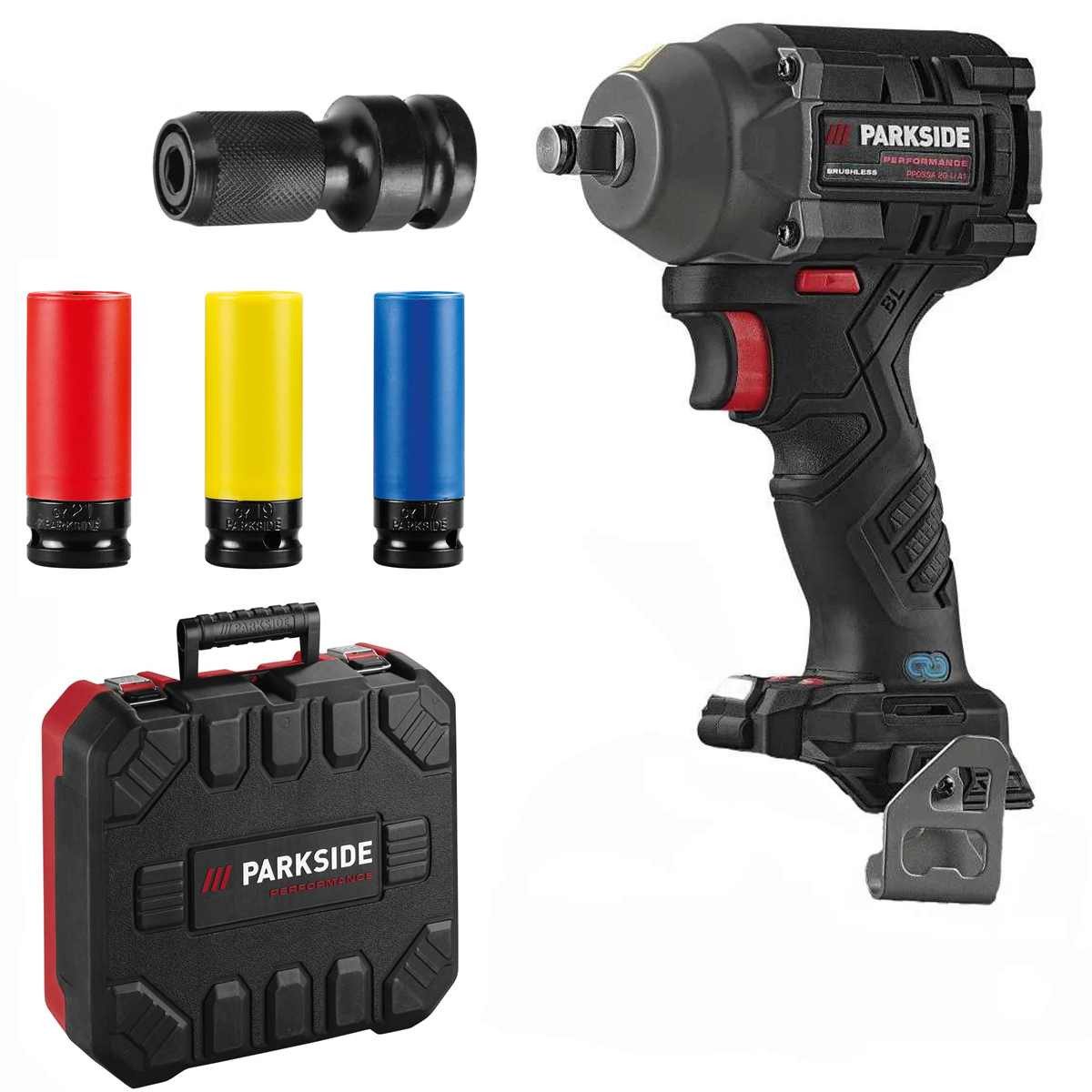 PARKSIDE PERFORMANCE® Akku-Drehschlagschrauber Drehschlagschrauber PPDSSA 20V + 1/4 Hex Adapter ohne Akku