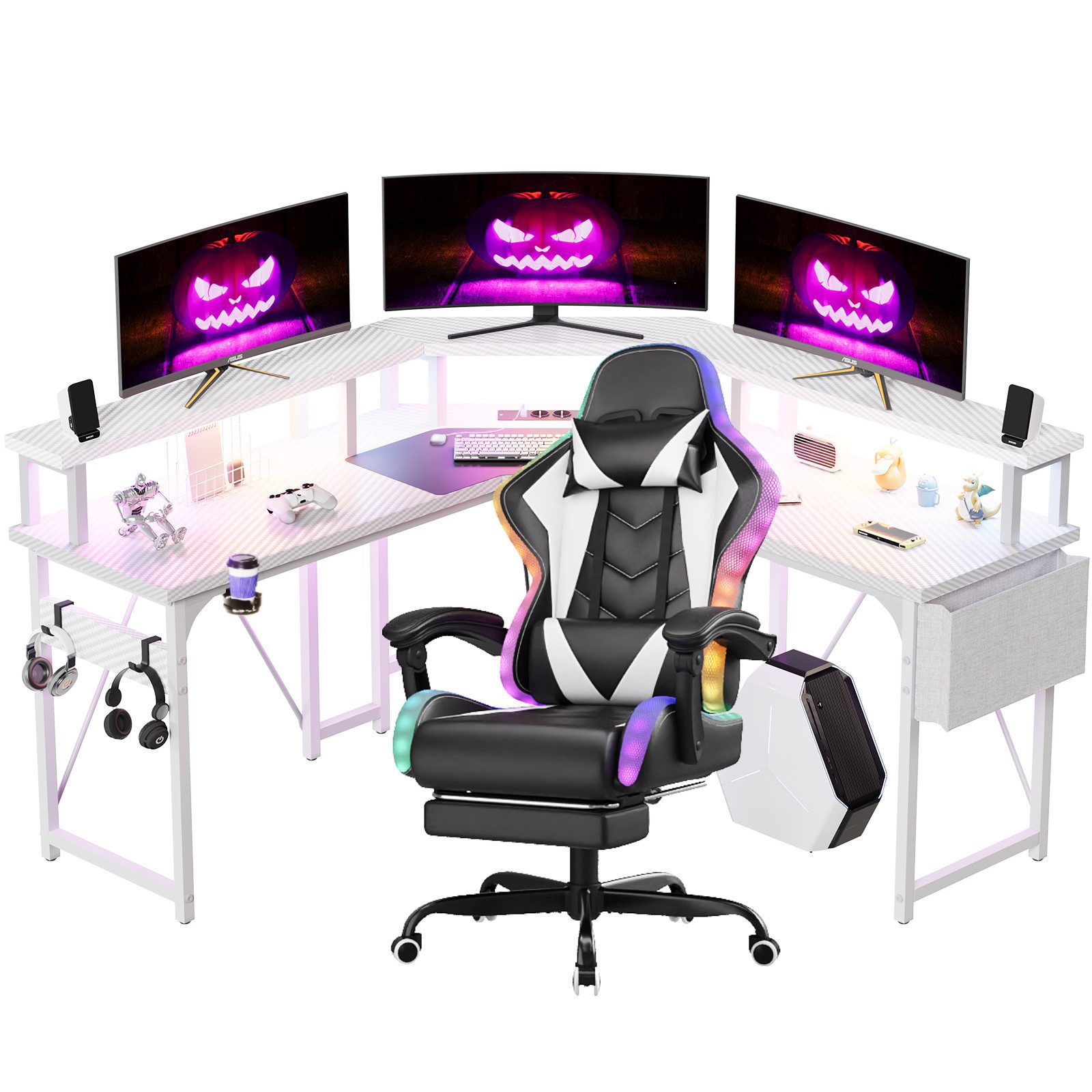 HOMALL Gaming-Stuhl LED Gaming Chair,Massage,Bürostuhl,Gaming Stuhl günstig online kaufen