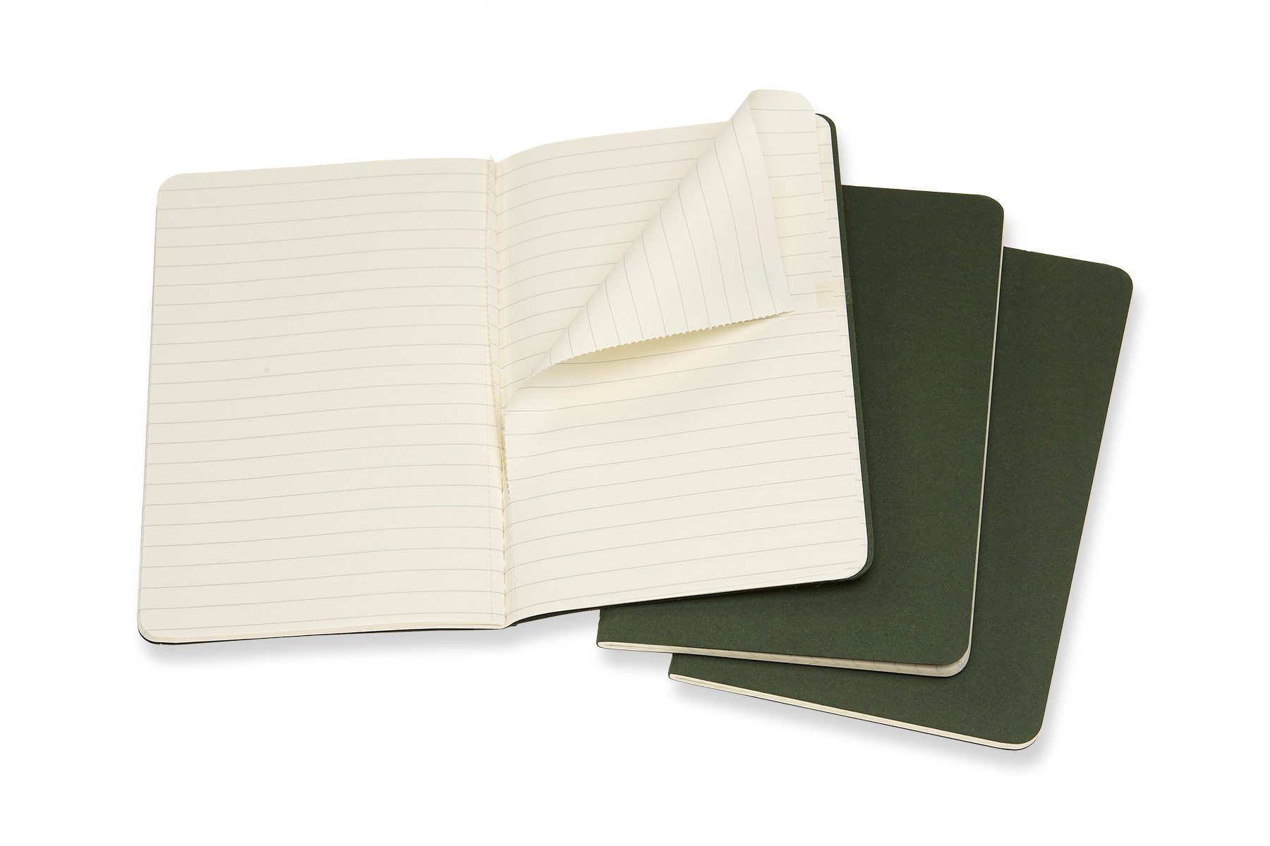 3er - - Myrtengrün MOLESKINE Cahier mit Notizheft, Kartoneinband Set 70g-Papier