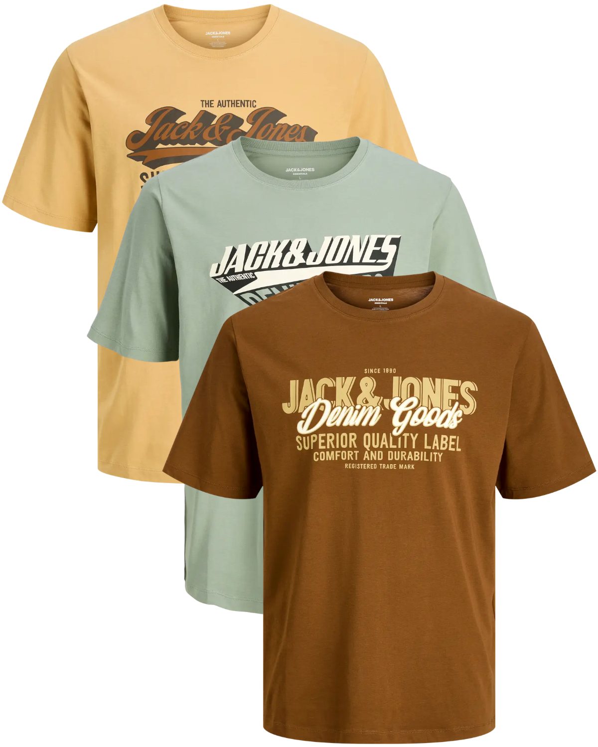 Jack & Jones T-Shirt Stilvolles Slim-Fit oder Regular Shirt mit Printdruck (3er-Pack) Printdruck