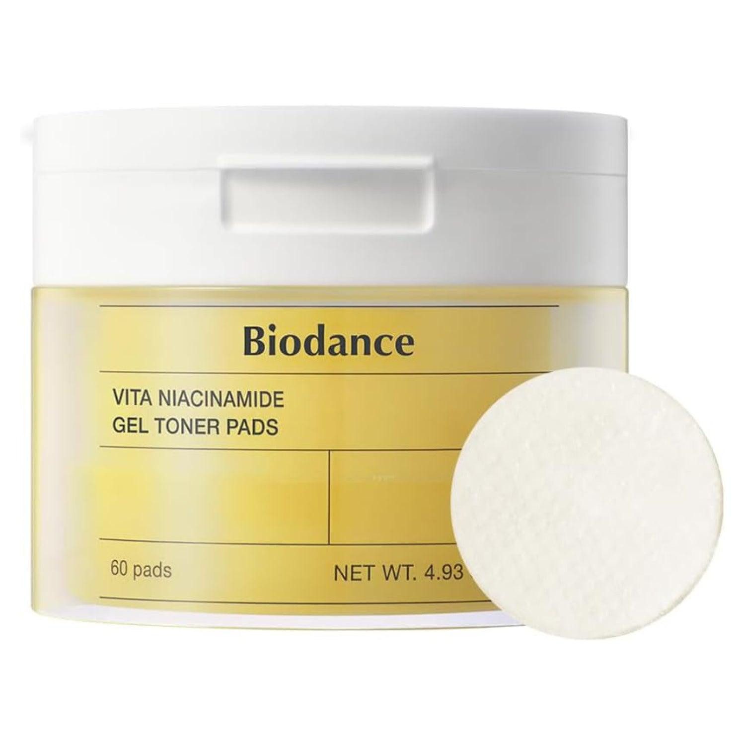 Biodance Toner Vita Niacinamide Gel Toner Pads 60 Stück – mit Niacinamide, Ananaswasser & Glutathion – feuchtigkeitsspendende …