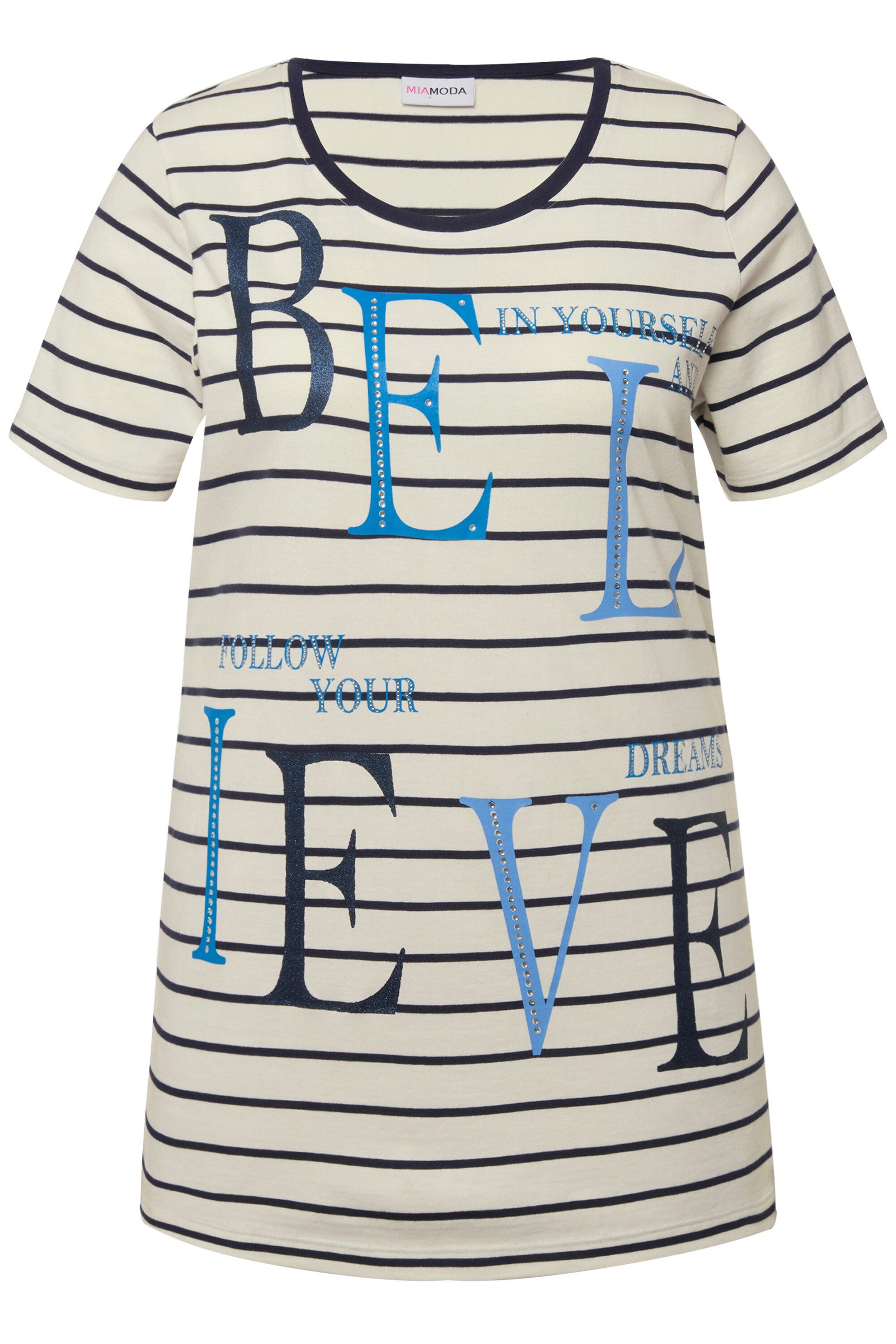 MIAMODA T-Shirt Ringelshirt BELIEVE Rundhals Halbarm günstig online kaufen