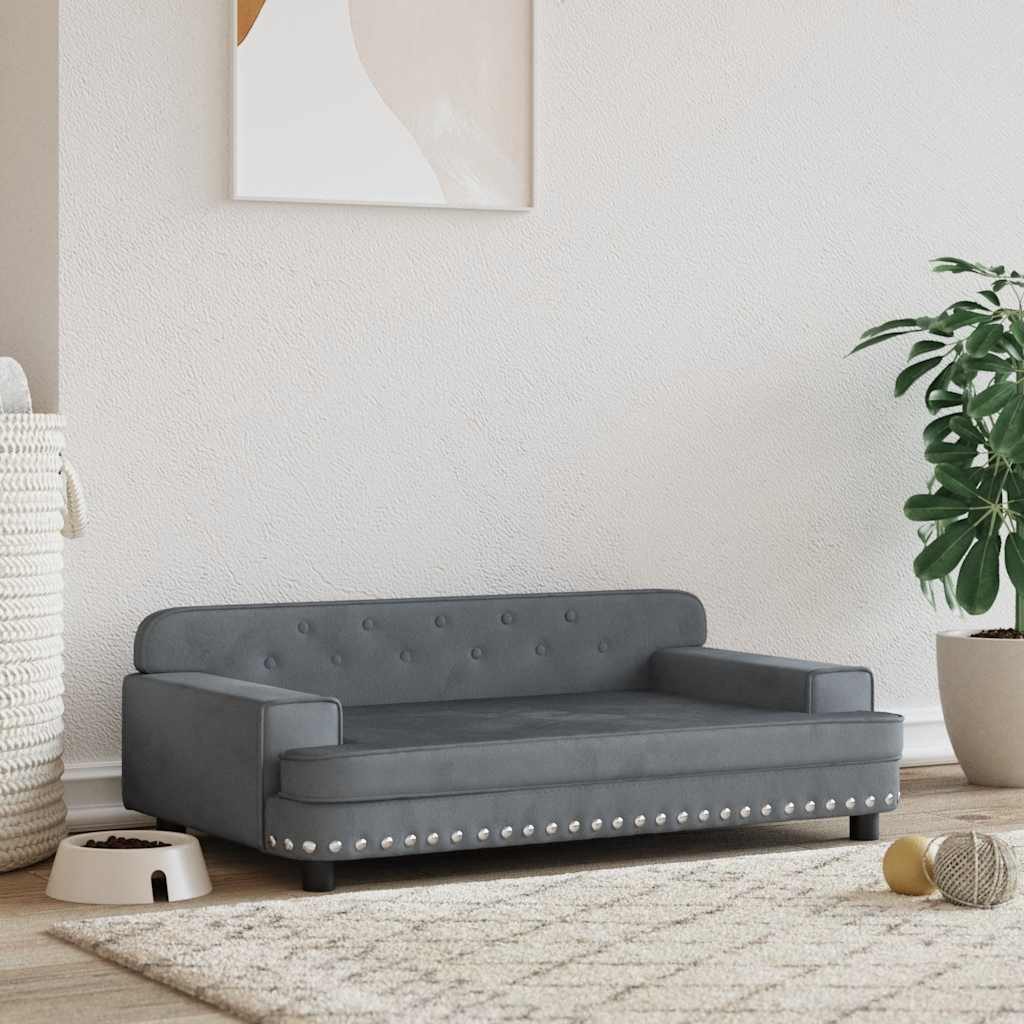 furnicato Tierbett Hundebett Dunkelgrau 90x53x30 cm Samt, Samt