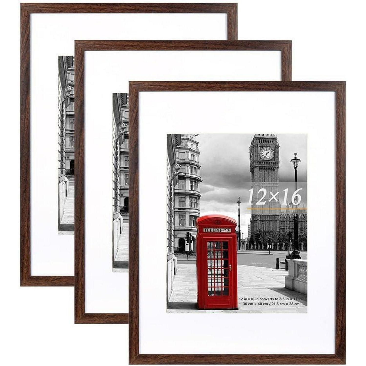 Bilderrahmen-Set Bilderrahmen 30x40 cm Passepartout 8,5x11 3 Stück 12X16-3P Holz